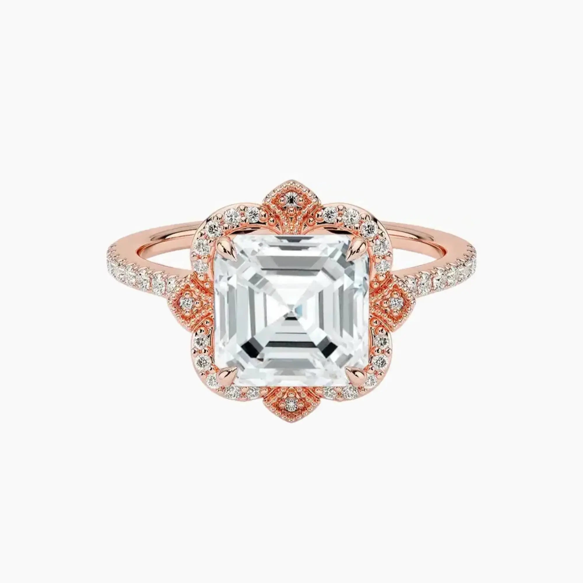 OBSER167 - Ravenna Halo Asscher engagement ring setting view 4