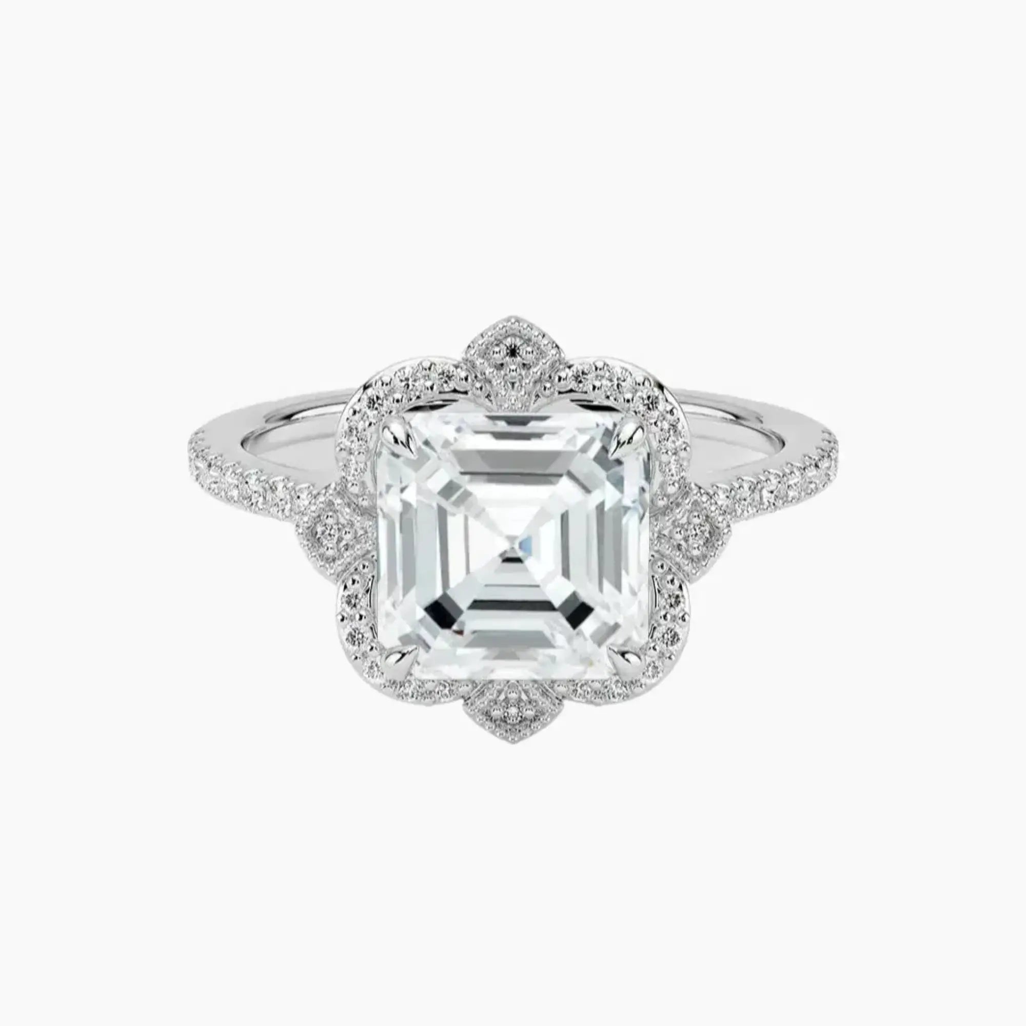 OBSER167 - Ravenna Halo Asscher engagement ring setting view 1