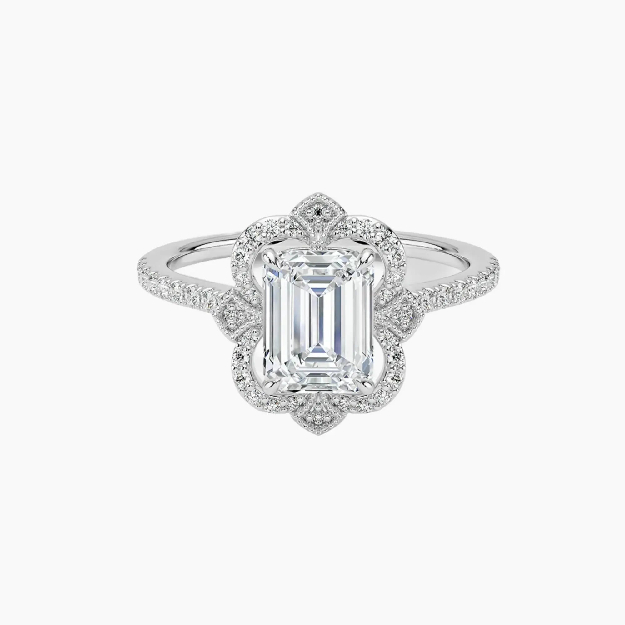 OBSER480 - Ravenna Halo Emerald engagement ring setting view 1