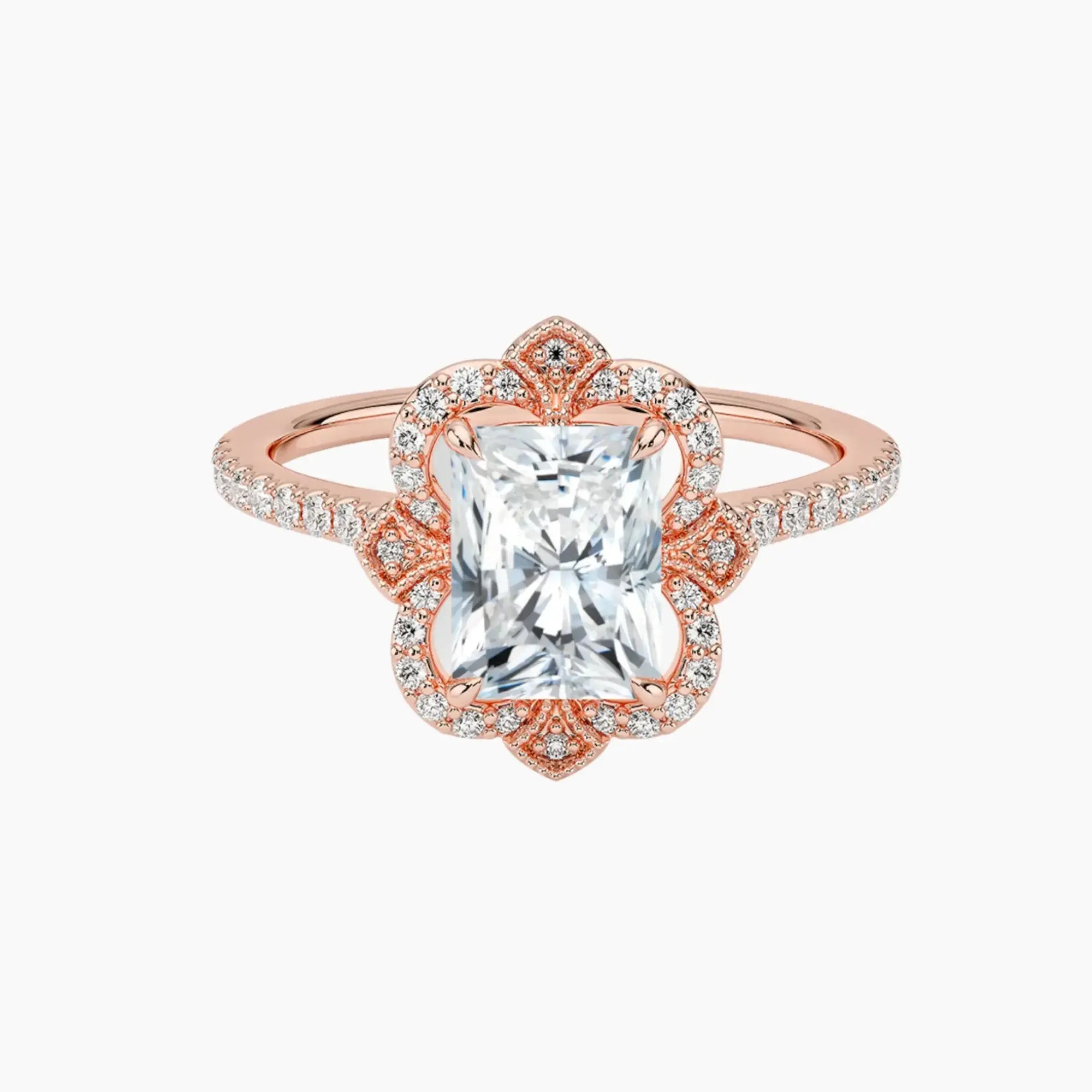 OBSER166 - Ravenna Halo Radiant engagement ring setting view 4