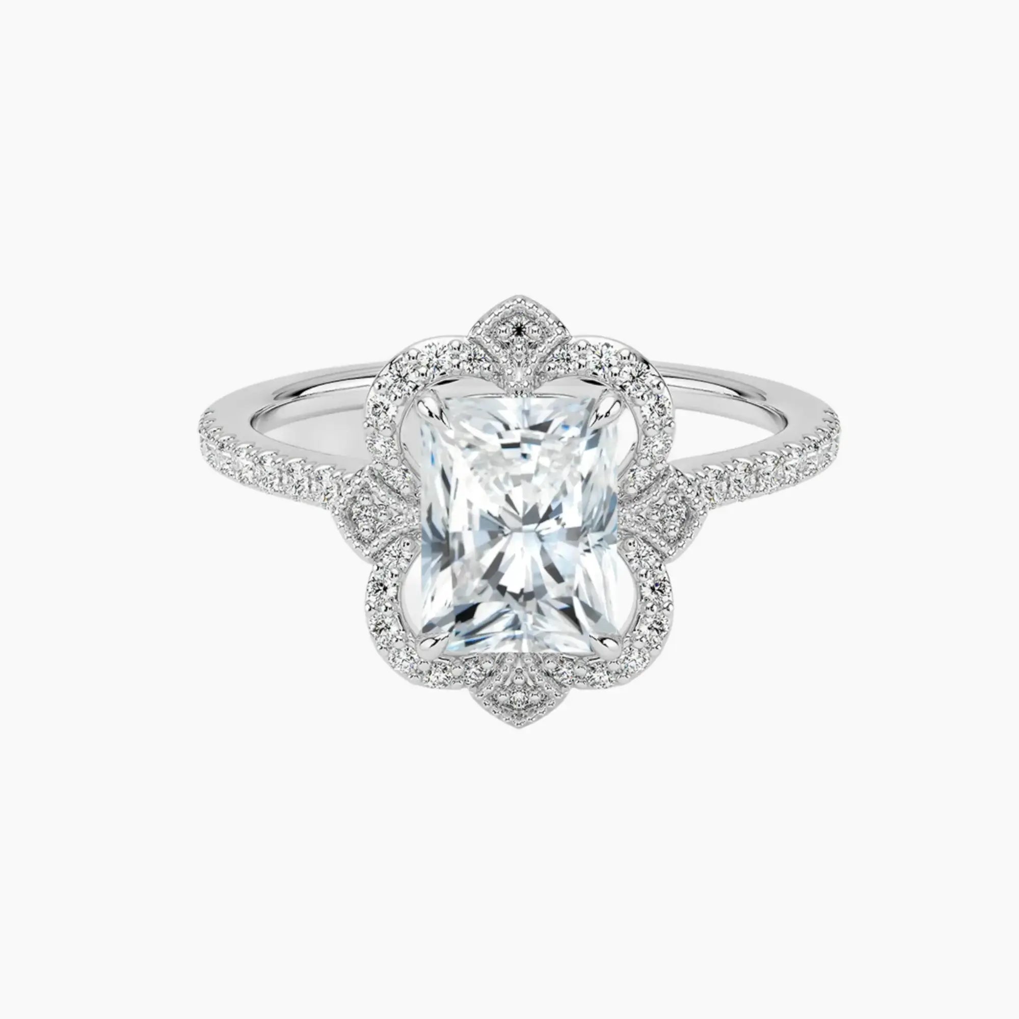 OBSER166 - Ravenna Halo Radiant engagement ring setting view 1