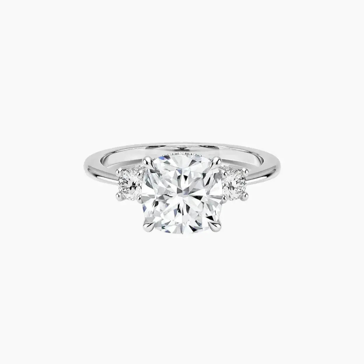 OBSER593 - Seraphina Hidden Halo Three Stone Cushion engagement ring setting view 1