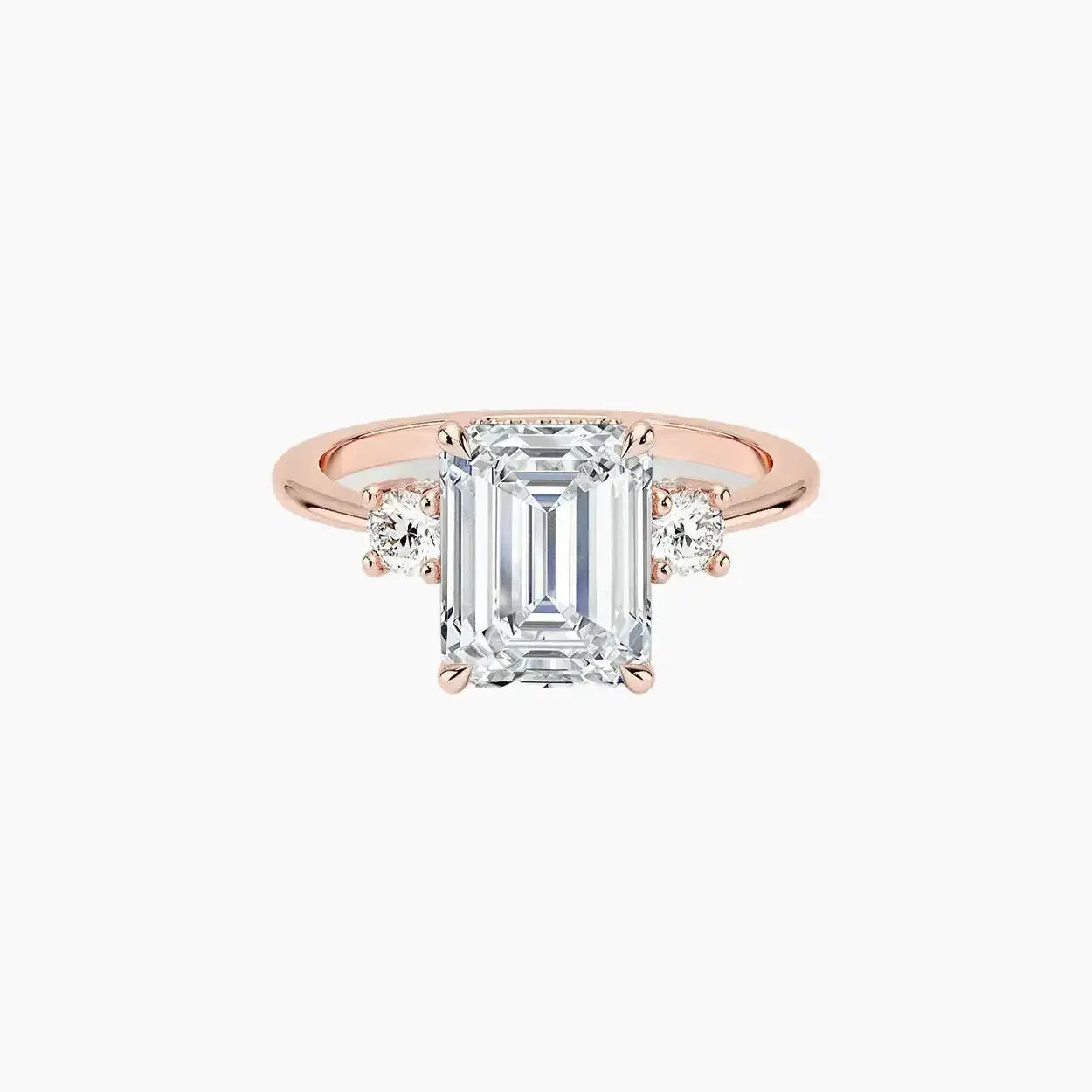 OBSER590 - Seraphina Hidden Halo Three Stone Emerald engagement ring setting view 3