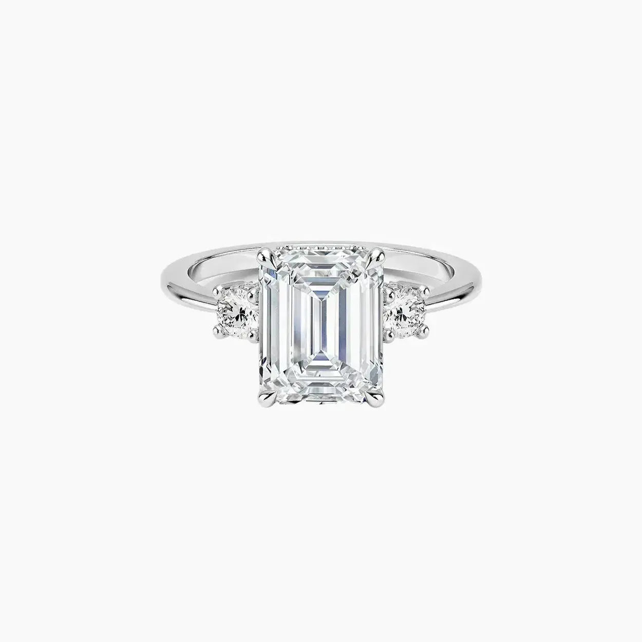 OBSER590 - Seraphina Hidden Halo Three Stone Emerald engagement ring setting view 1