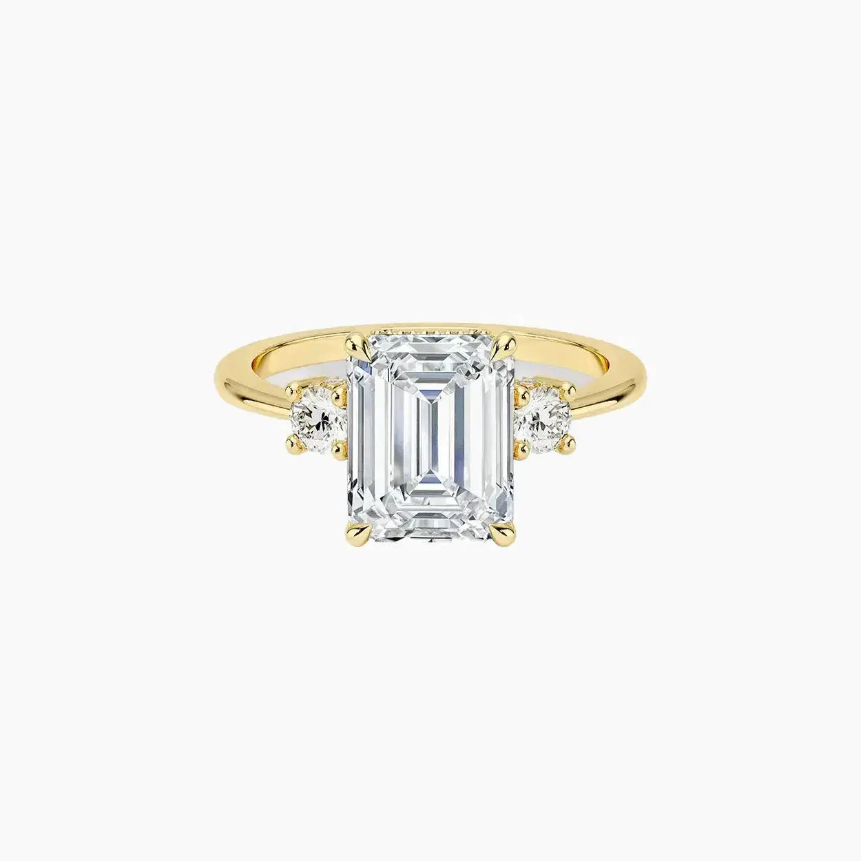 OBSER590 - Seraphina Hidden Halo Three Stone Emerald engagement ring setting view 5
