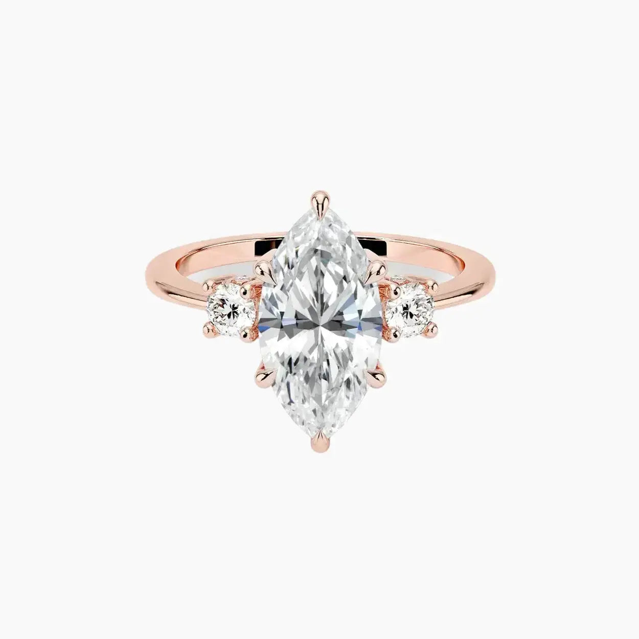 OBSER183 - Seraphina Hidden Halo Three Stone Marquise engagement ring setting view 3