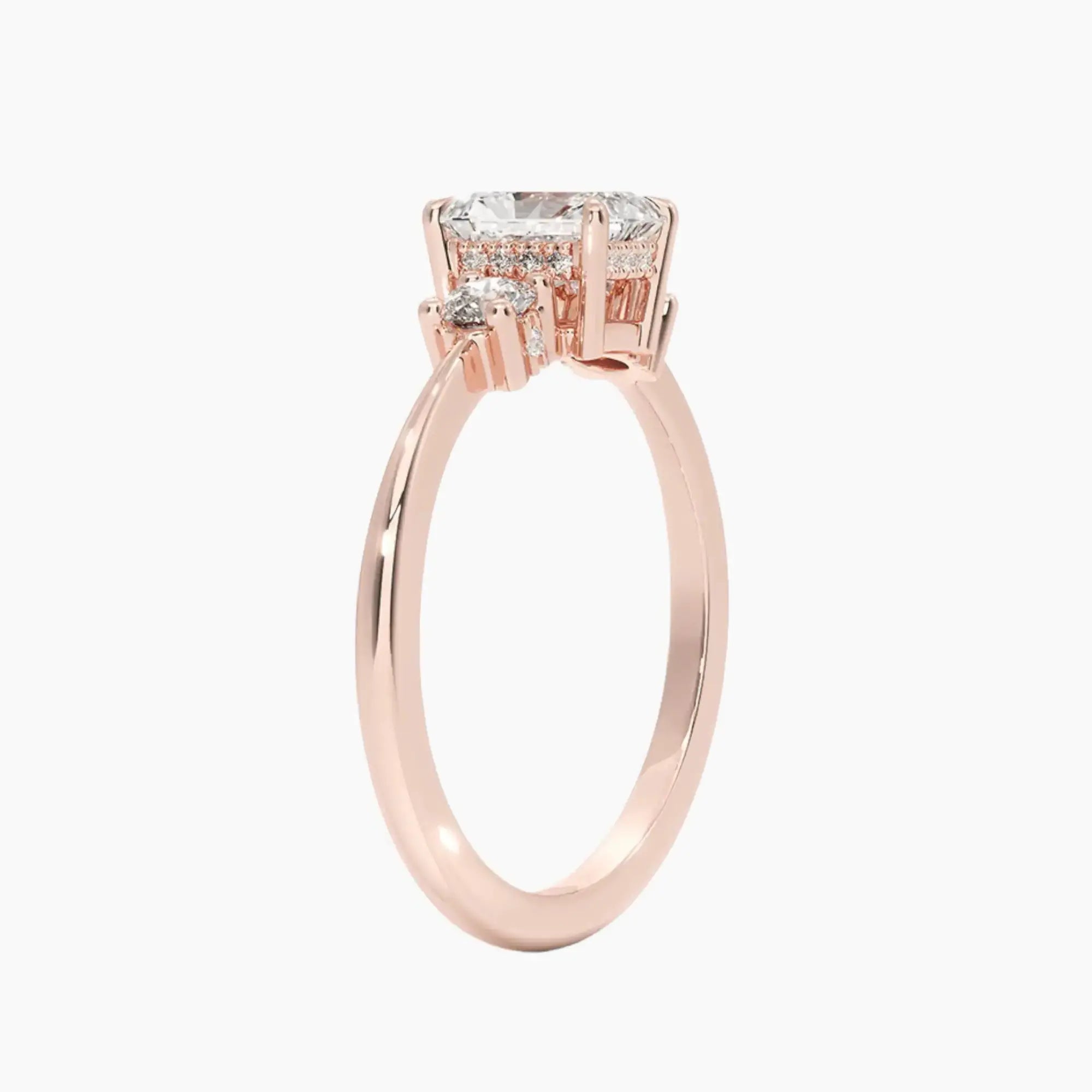 OBSER594 - Seraphina Hidden Halo Three Stone Oval engagement ring setting view 5