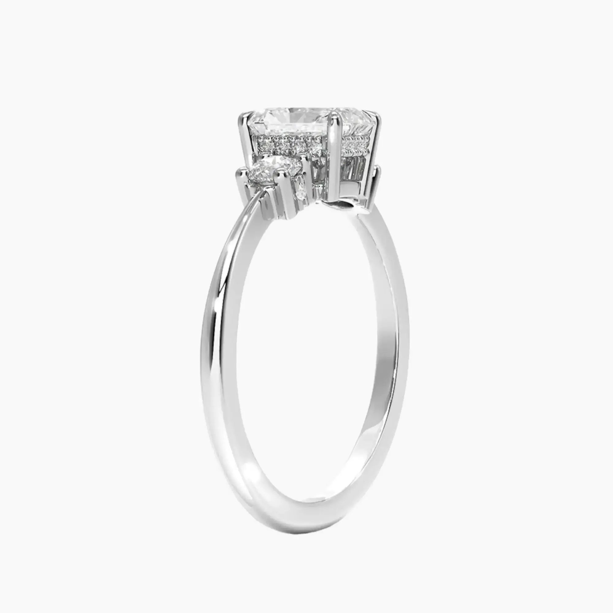 OBSER594 - Seraphina Hidden Halo Three Stone Oval engagement ring setting view 2