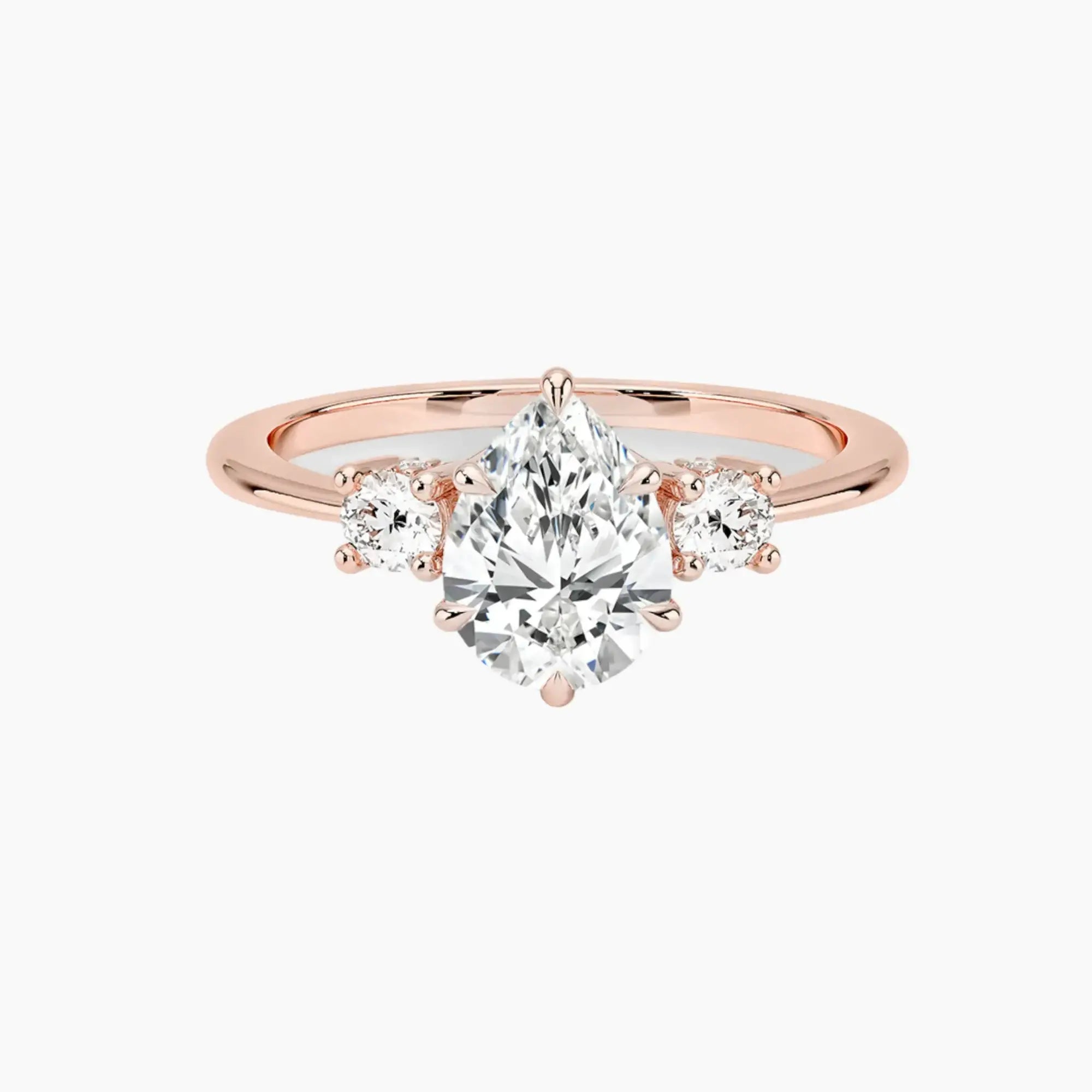 OBSER592 - Seraphina Hidden Halo Three Stone Pear engagement ring setting view 4