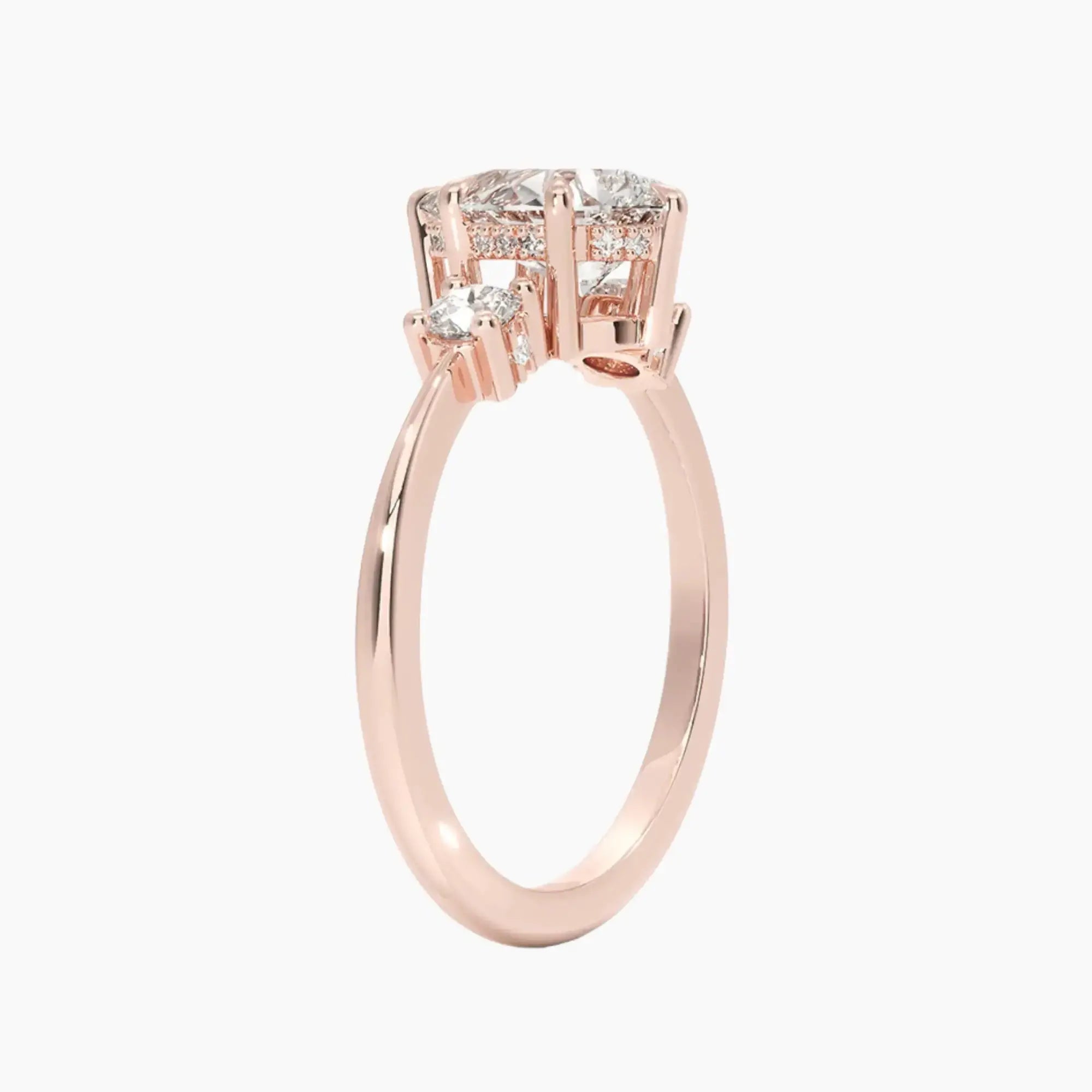 OBSER592 - Seraphina Hidden Halo Three Stone Pear engagement ring setting view 5