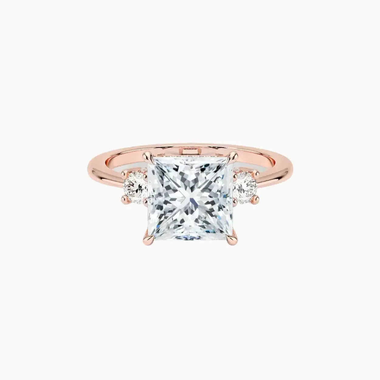 OBSER591 - Seraphina Hidden Halo Three Stone Princess engagement ring setting view 3