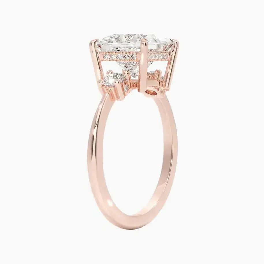 OBSER591 - Seraphina Hidden Halo Three Stone Princess engagement ring setting view 4