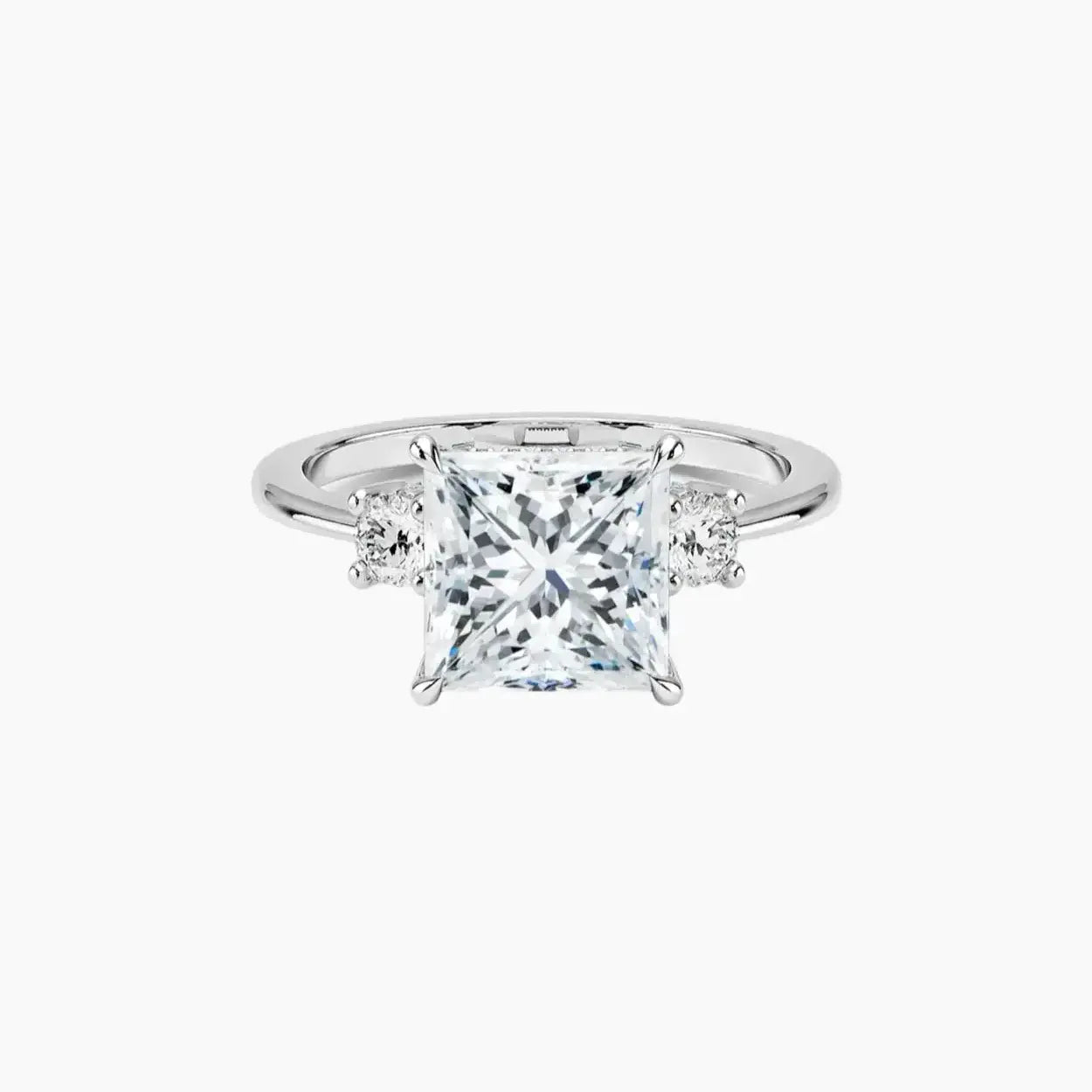 OBSER591 - Seraphina Hidden Halo Three Stone Princess engagement ring setting view 1