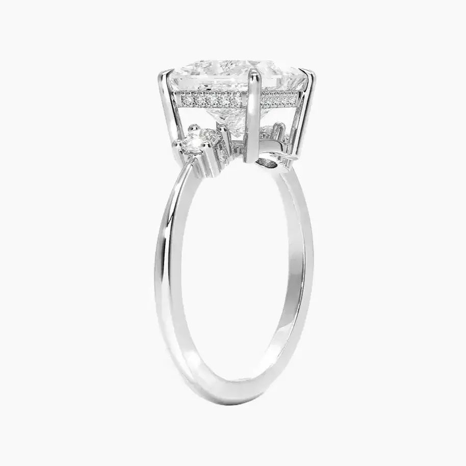 OBSER591 - Seraphina Hidden Halo Three Stone Princess engagement ring setting view 2