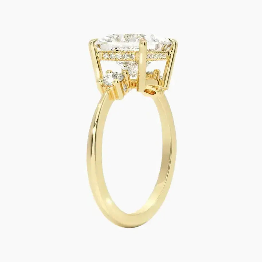 OBSER591 - Seraphina Hidden Halo Three Stone Princess engagement ring setting view 6