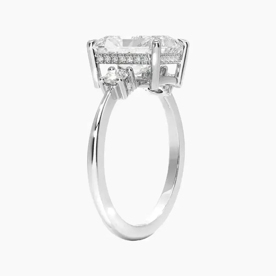 OBSER588 - Seraphina Hidden Halo Three Stone Radiant engagement ring setting view 2