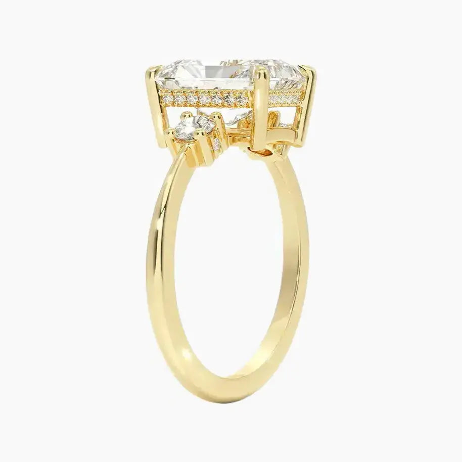 OBSER588 - Seraphina Hidden Halo Three Stone Radiant engagement ring setting view 6