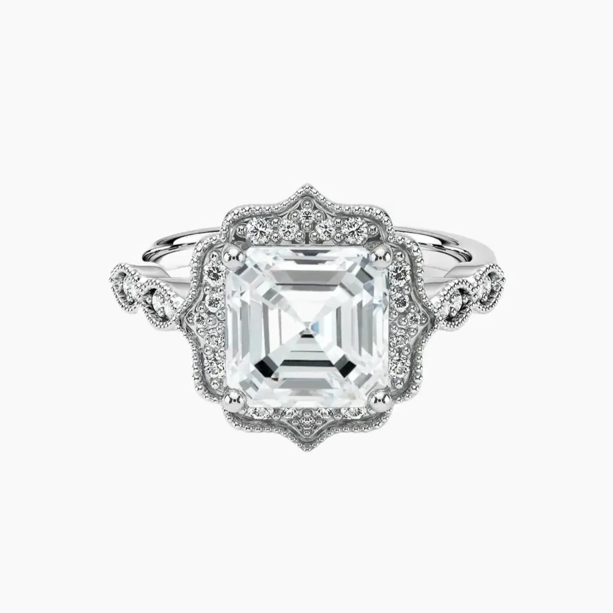 OBSER475 - Talitha Halo Asscher engagement ring setting view 1