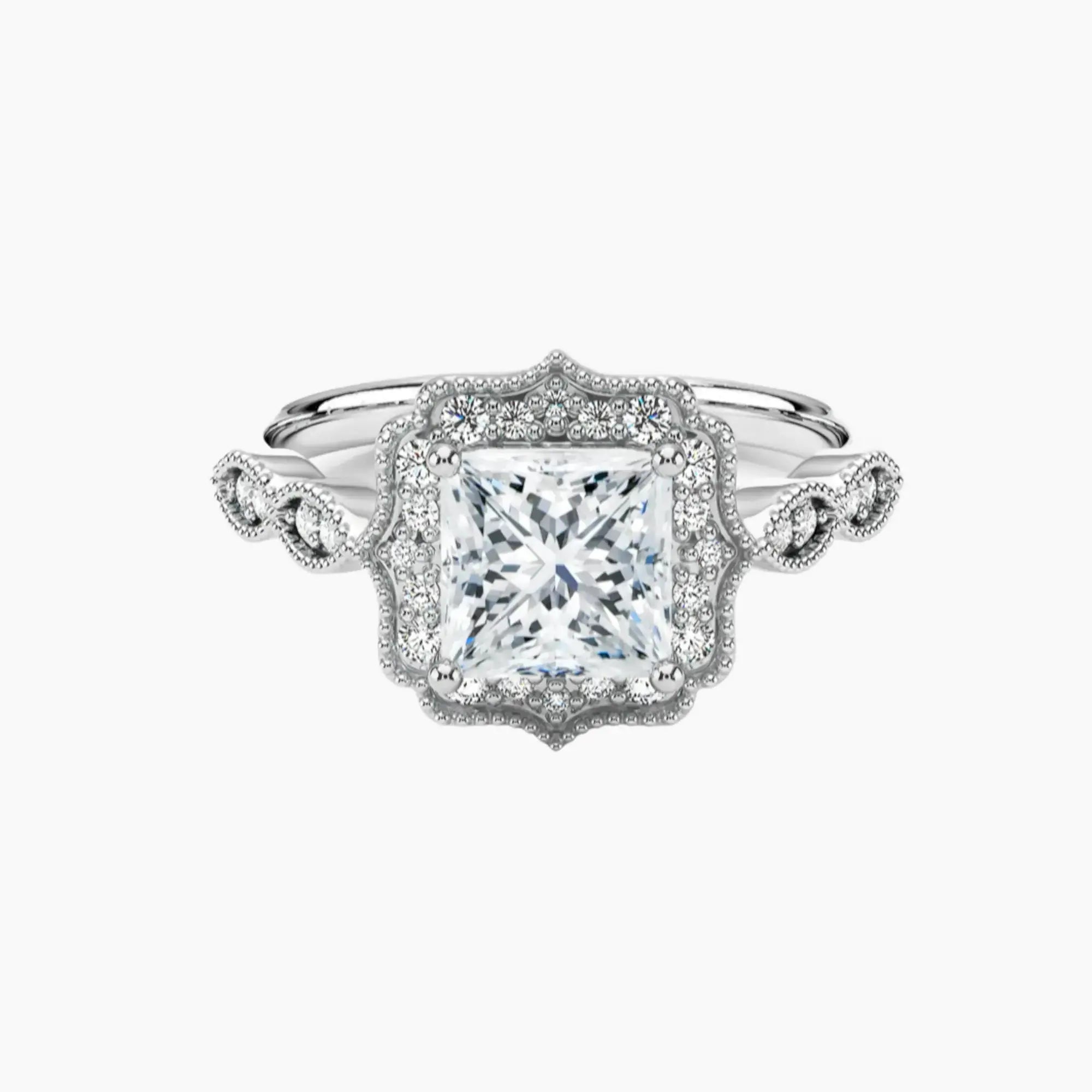OBSER477 - Talitha Halo Princess engagement ring setting view 1
