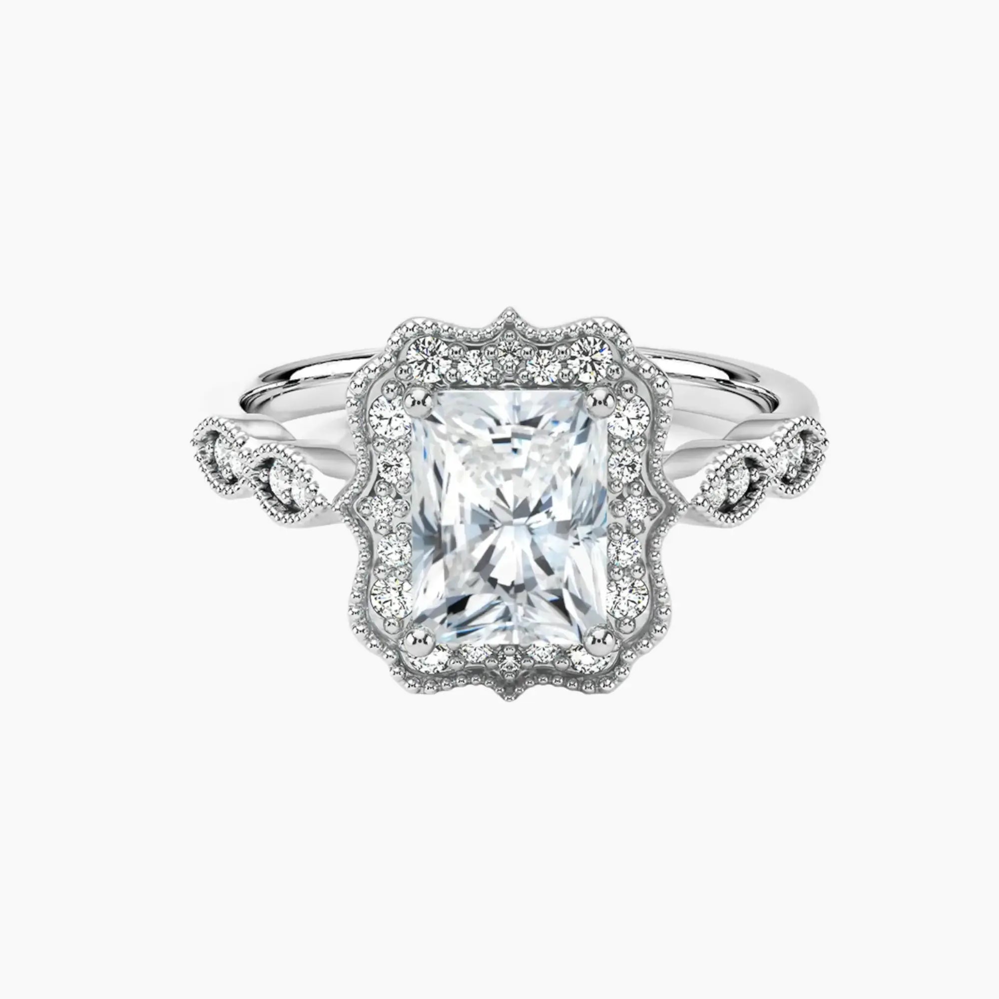 OBSER474 - Talitha Halo Radiant engagement ring setting view 1
