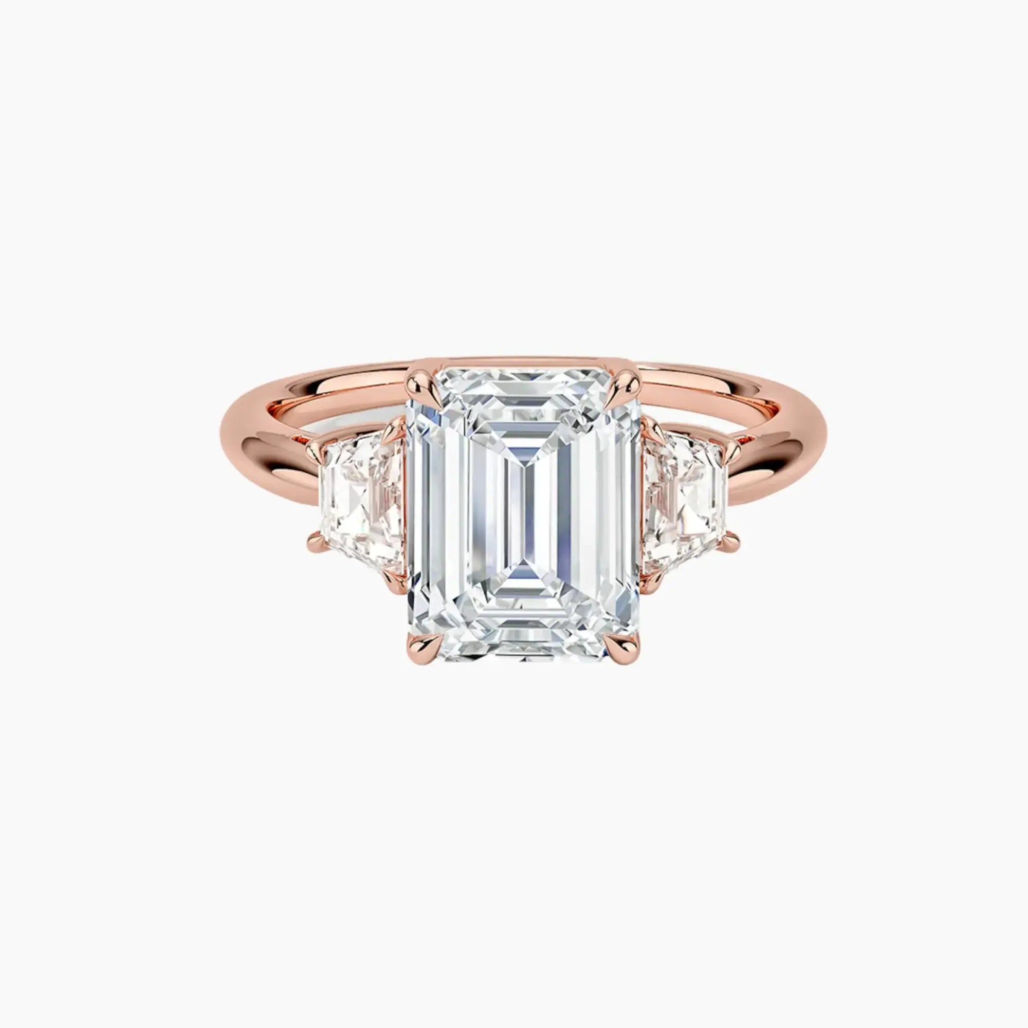 OBSER575 - Oriana Three Stone Emerald engagement ring setting view 4