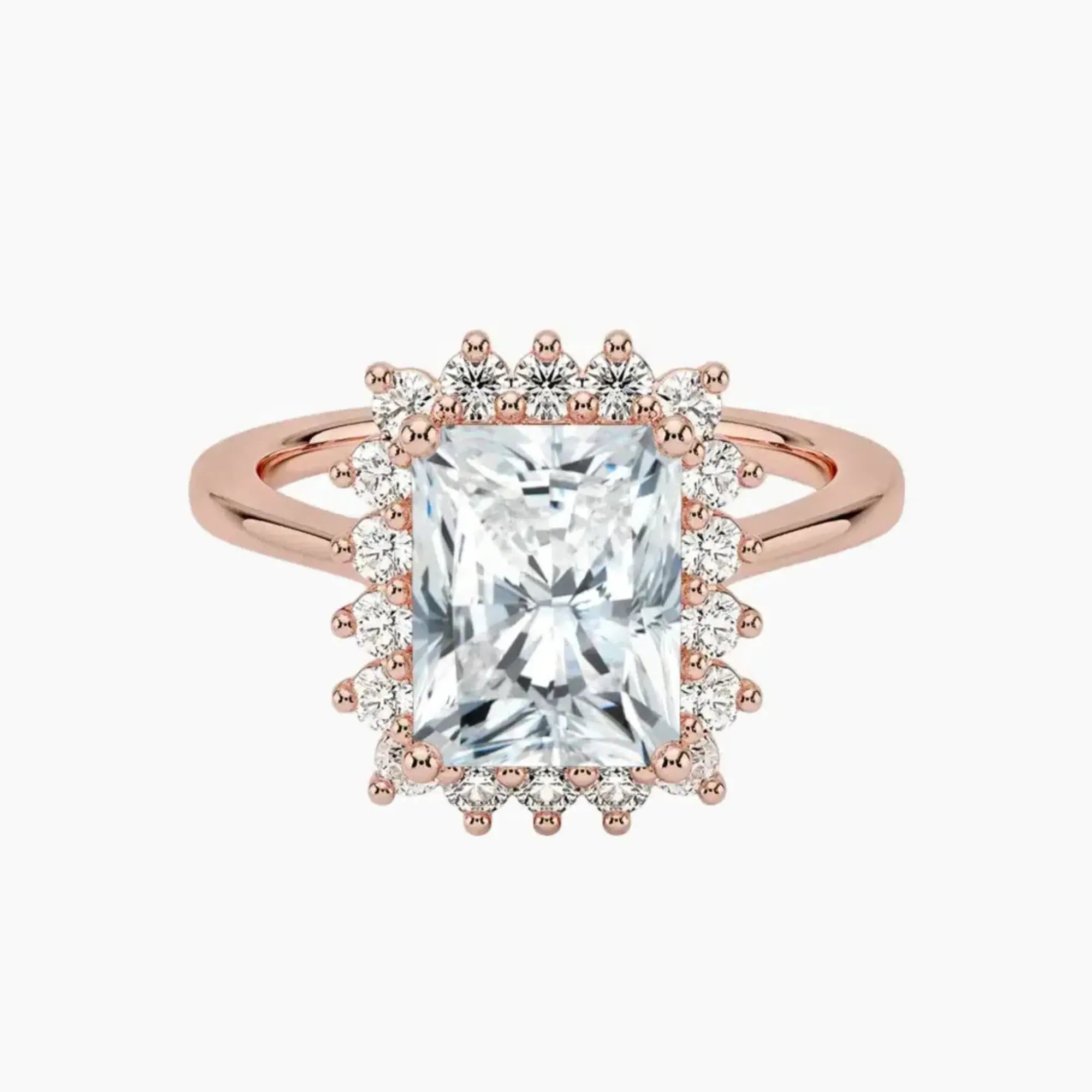 OBSER458 - Soraya Halo Radiant engagement ring setting view 4