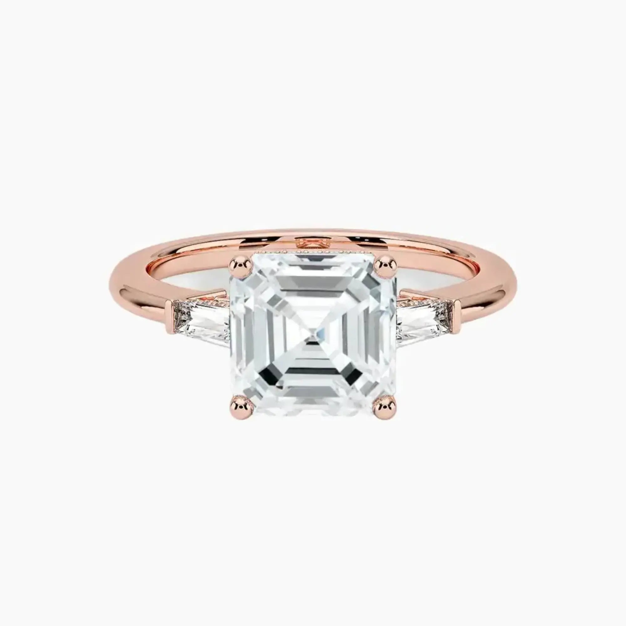 OBSER661 - Nyx Hidden Halo Three Stone Asscher engagement ring setting view 4