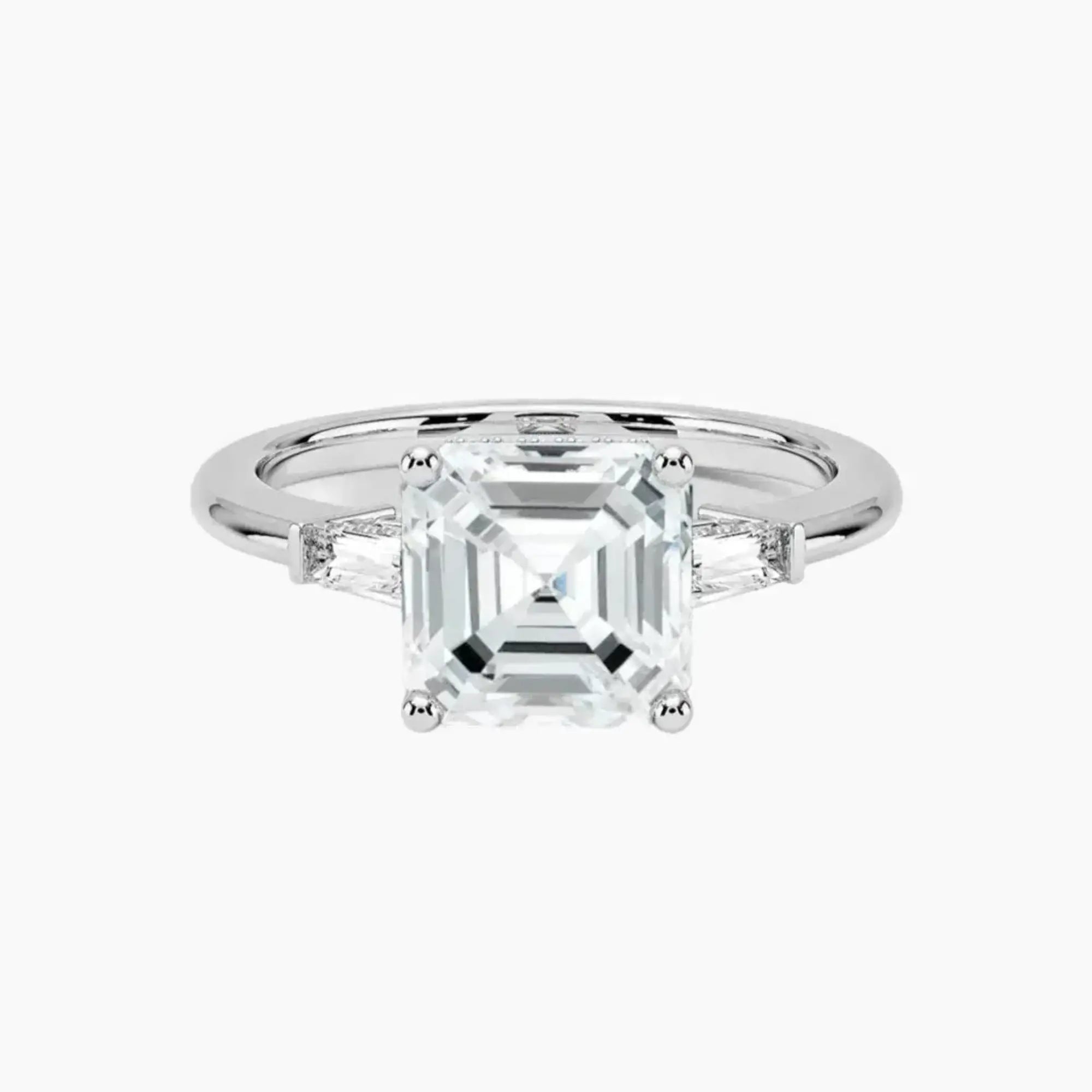 OBSER661 - Nyx Hidden Halo Three Stone Asscher engagement ring setting view 1