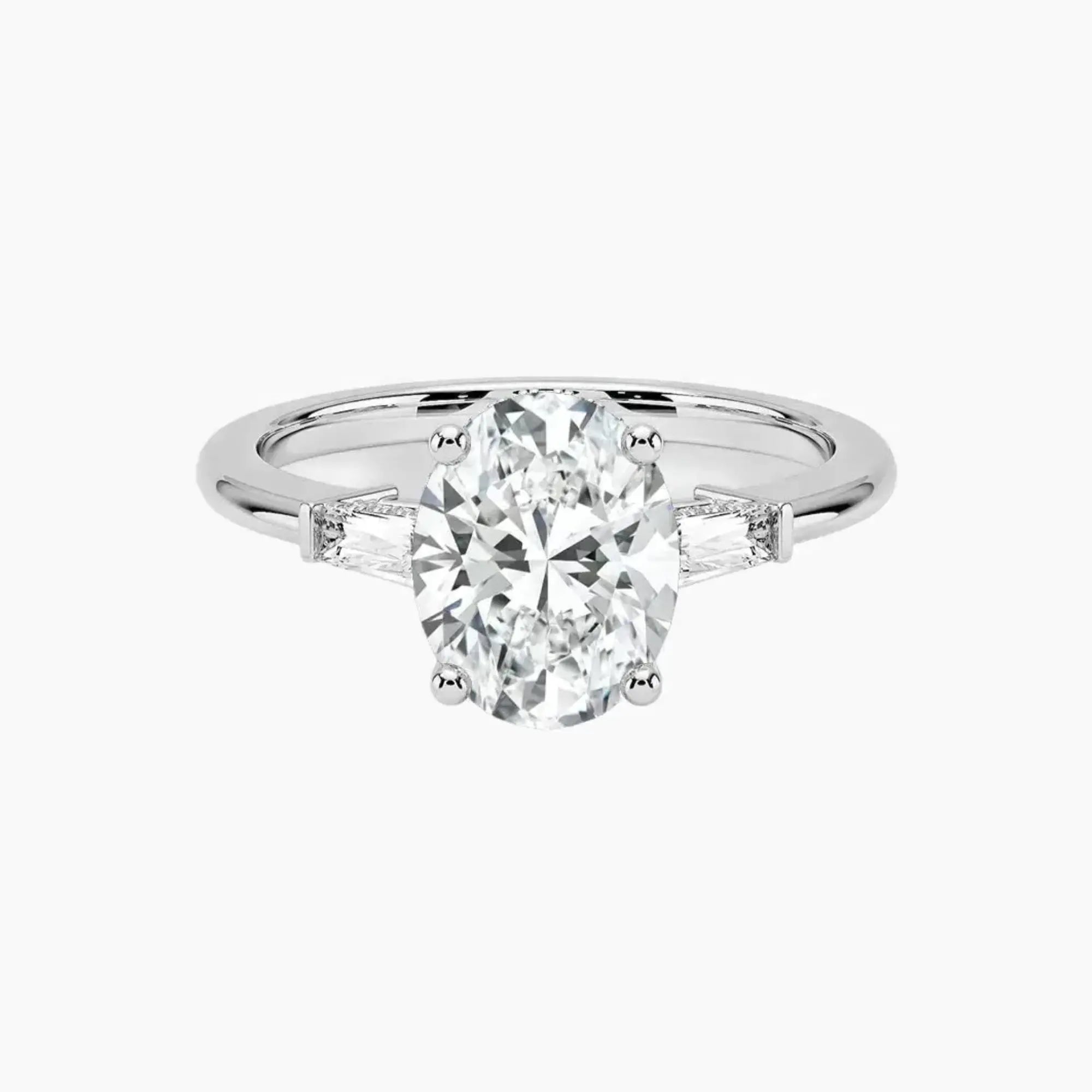 OBSER665 - Nyx Hidden Halo Three Stone Oval engagement ring setting view 1