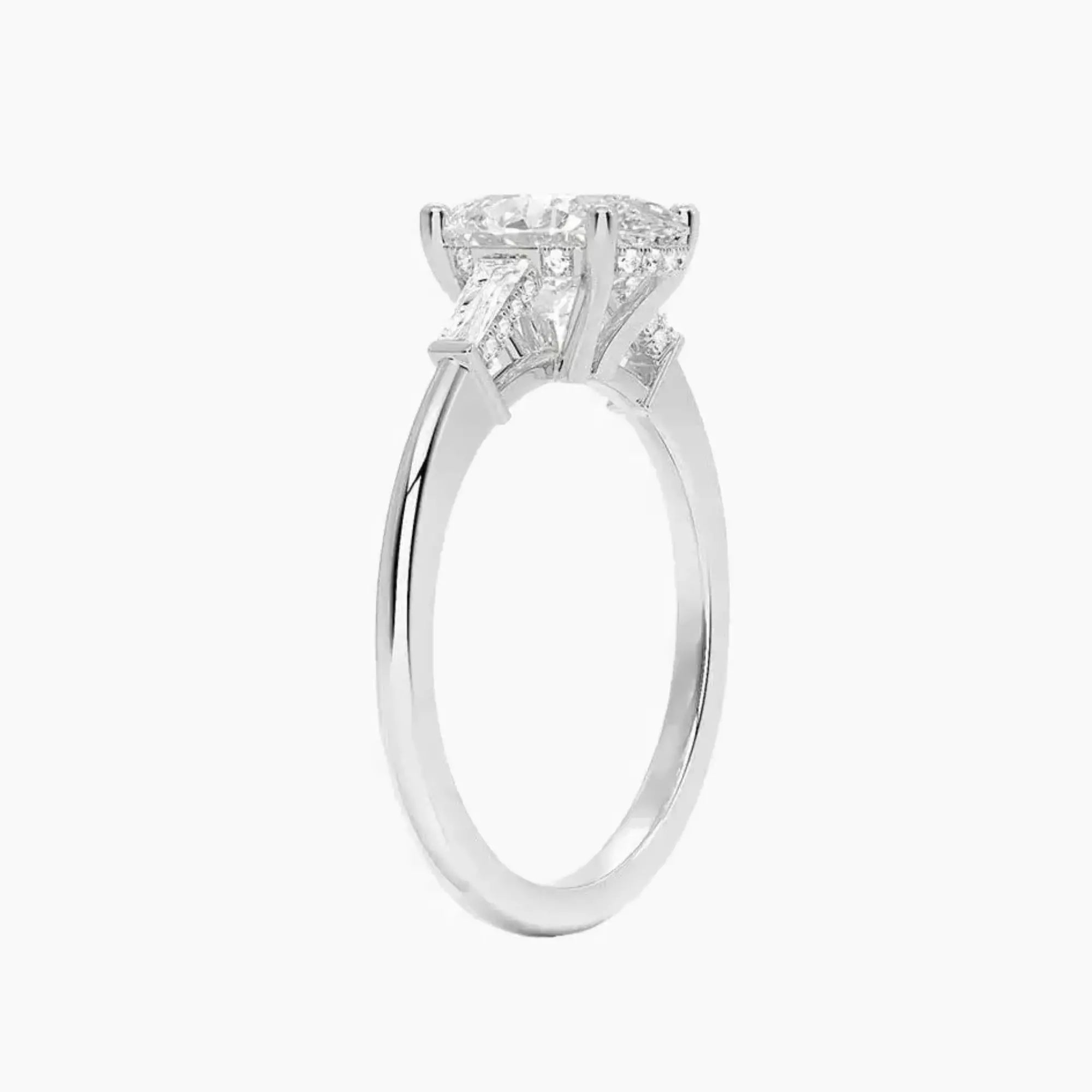 OBSER665 - Nyx Hidden Halo Three Stone Oval engagement ring setting view 2