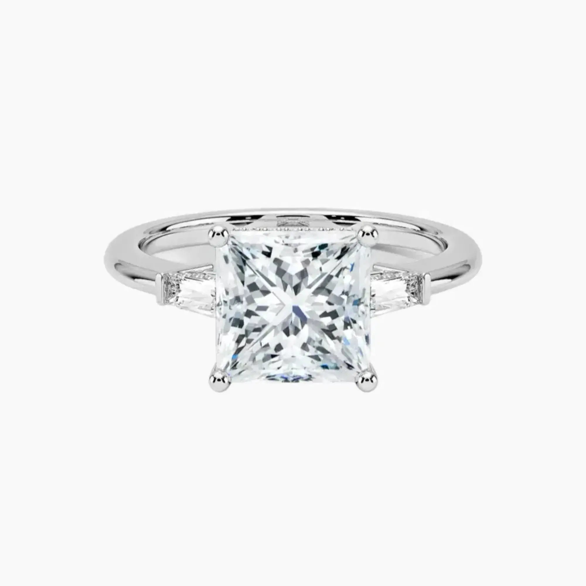 OBSER663 - Nyx Hidden Halo Three Stone Princess engagement ring setting view 1