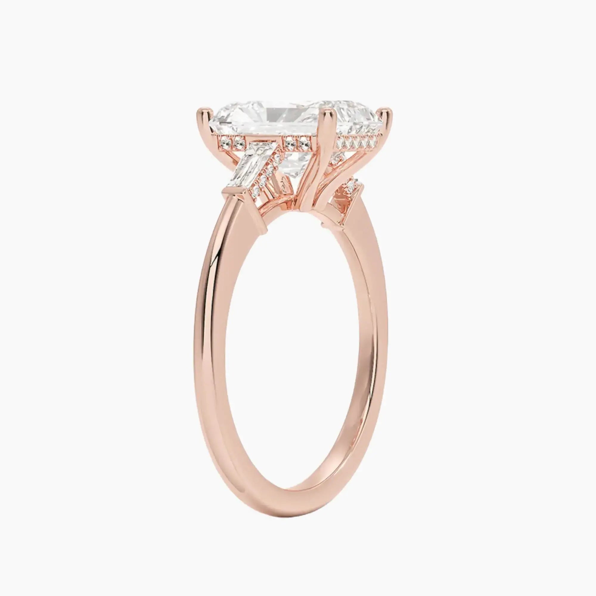 OBSER660 - Nyx Hidden Halo Three Stone Radiant engagement ring setting view 5