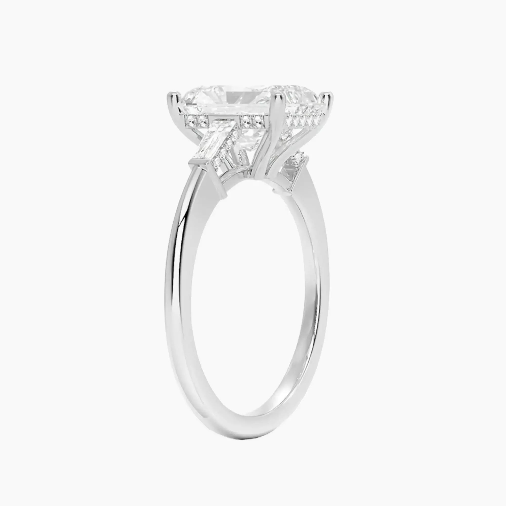 OBSER660 - Nyx Hidden Halo Three Stone Radiant engagement ring setting view 2