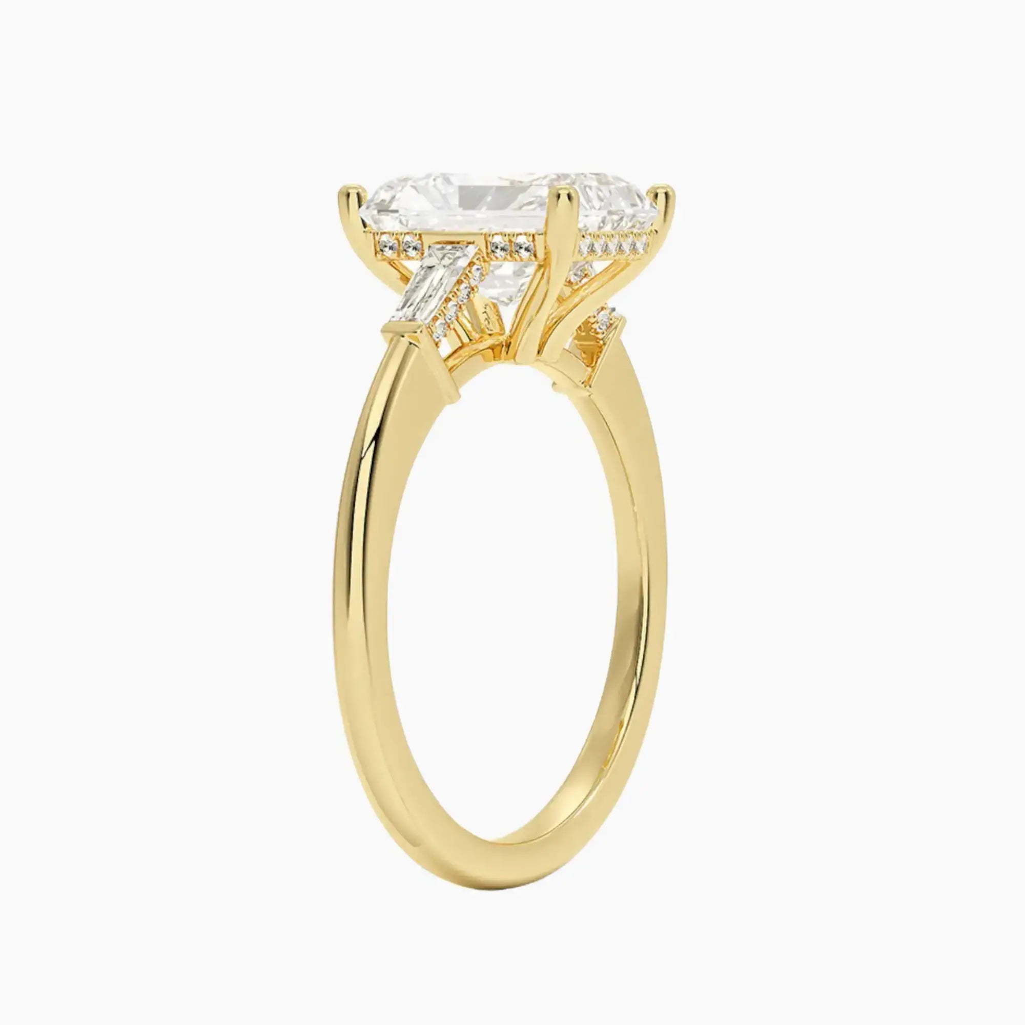 OBSER660 - Nyx Hidden Halo Three Stone Radiant engagement ring setting view 8