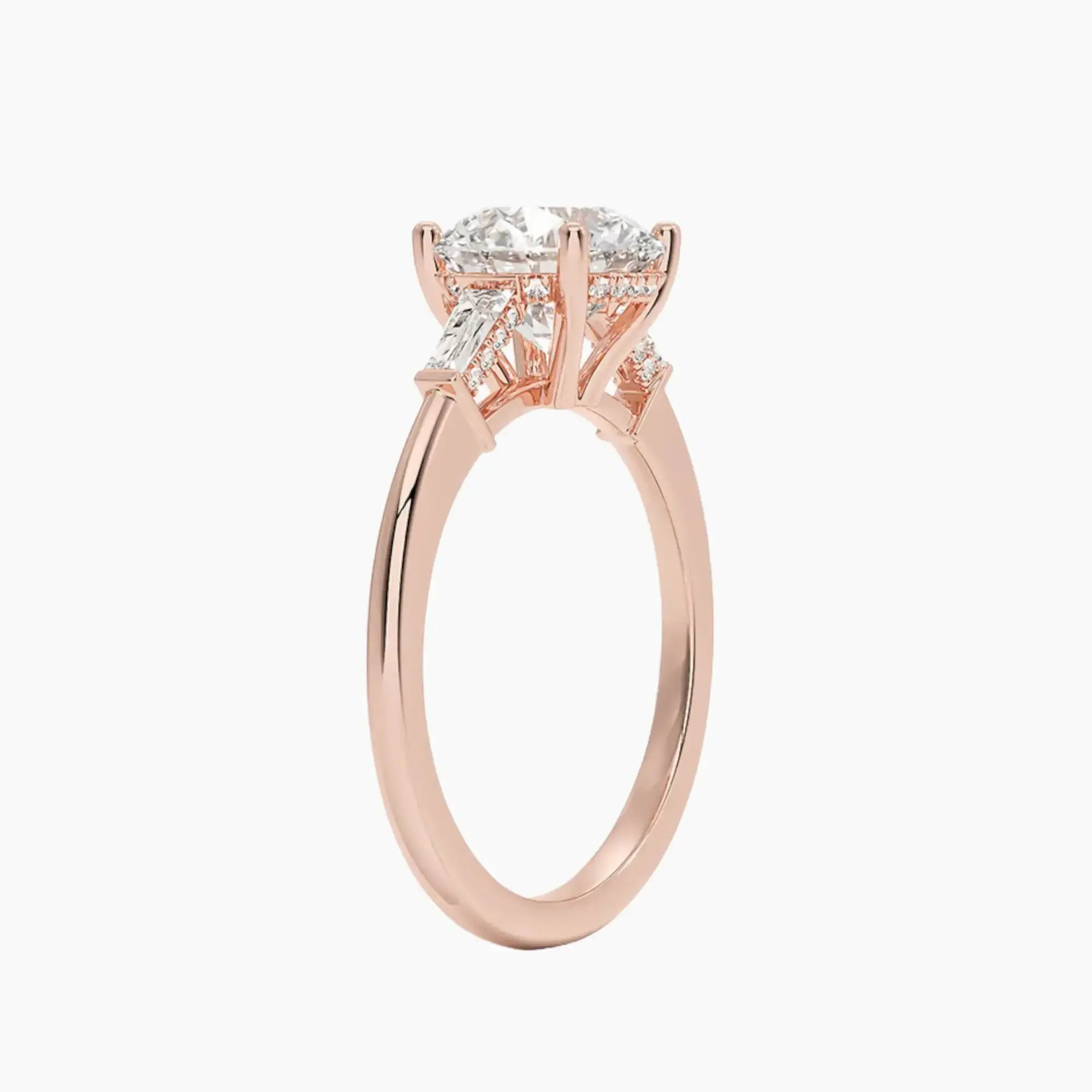 OBSER666 - Nyx Hidden Halo Three Stone Round engagement ring setting view 5