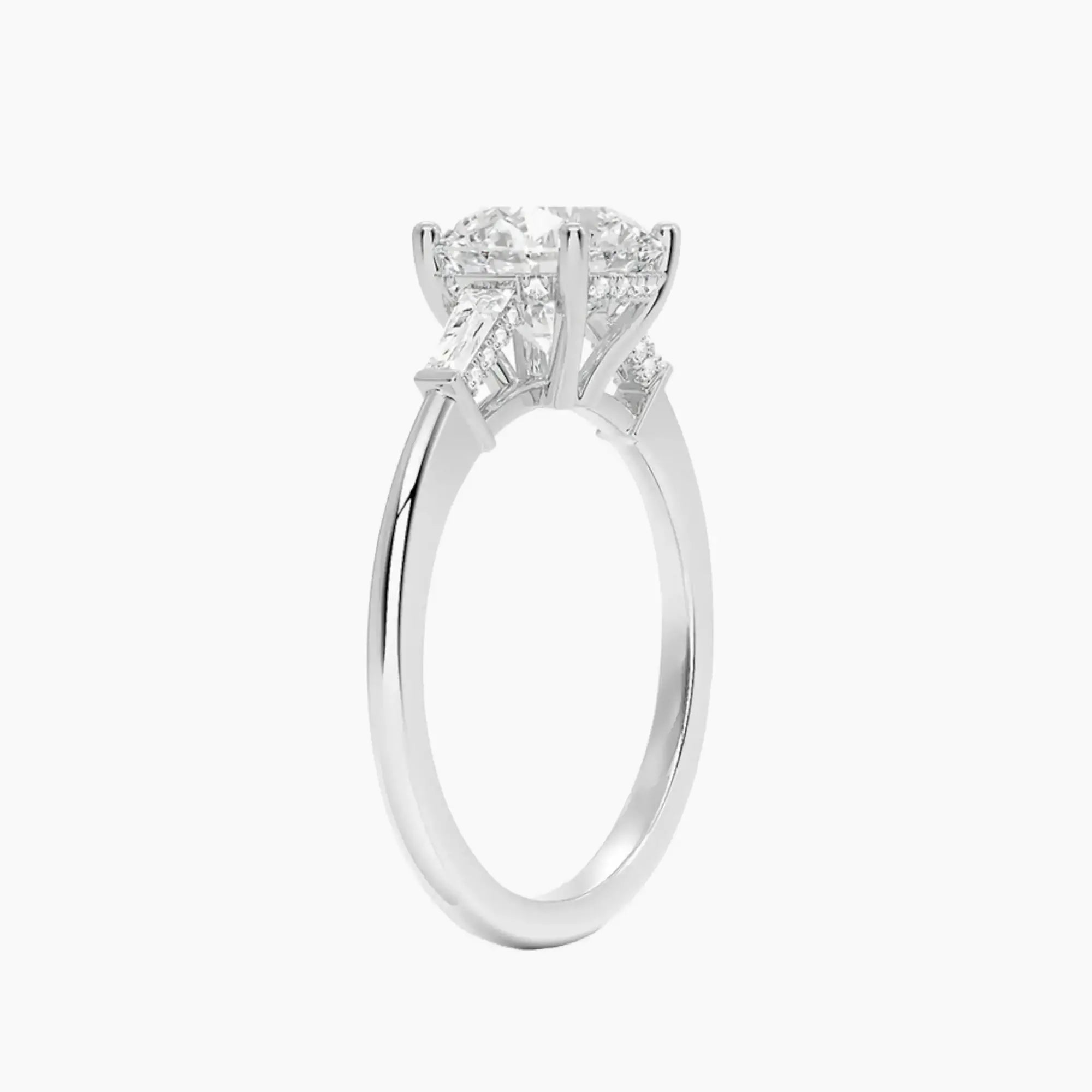 OBSER666 - Nyx Hidden Halo Three Stone Round engagement ring setting view 2