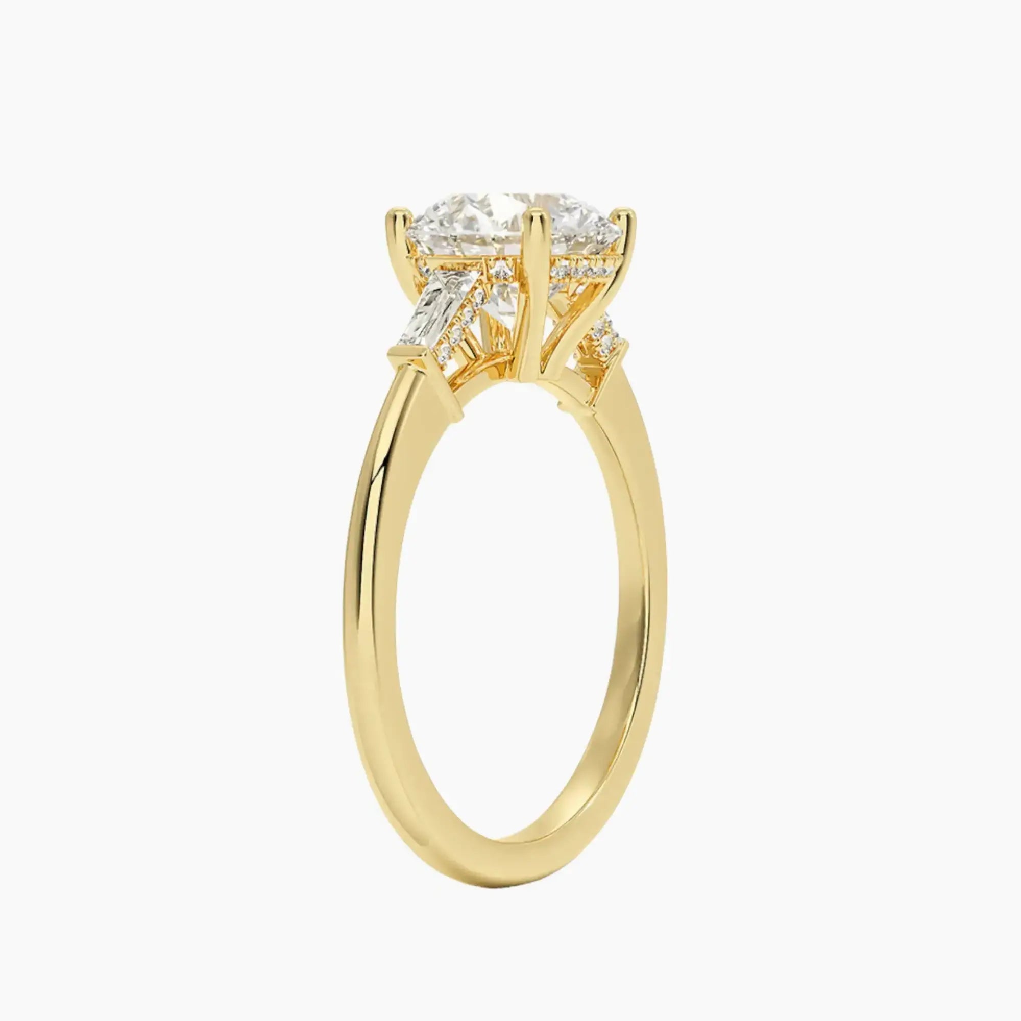 OBSER666 - Nyx Hidden Halo Three Stone Round engagement ring setting view 8