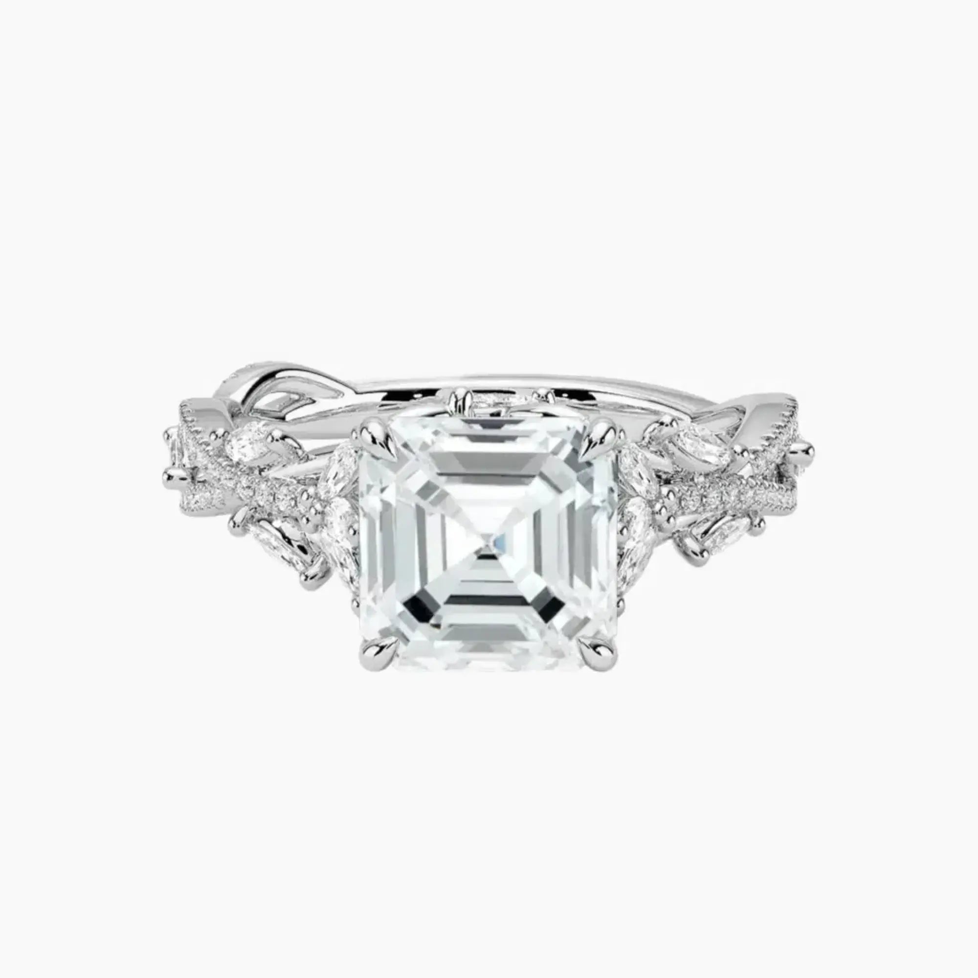 OBSER137 - Melia Adorned Asscher engagement ring setting view 1