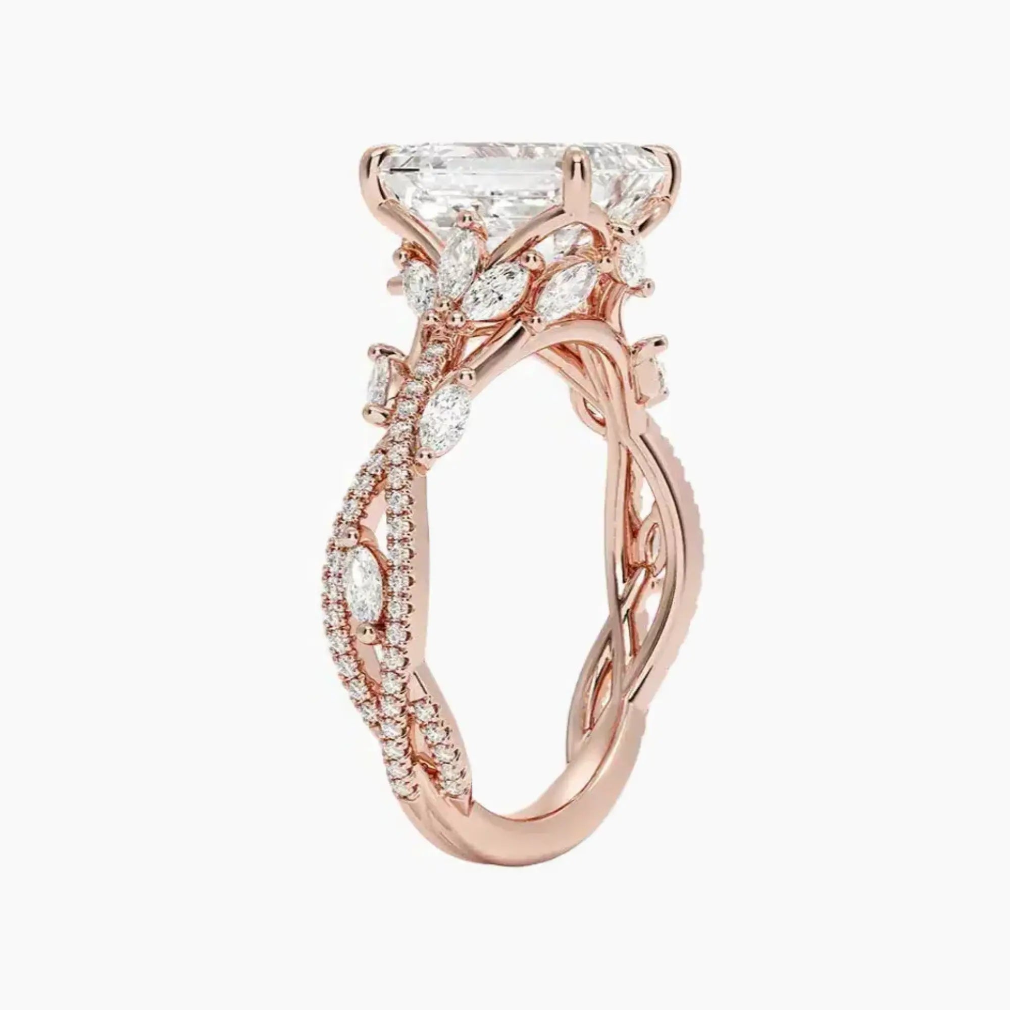 OBSER261 - Melia Adorned Emerald engagement ring setting view 5