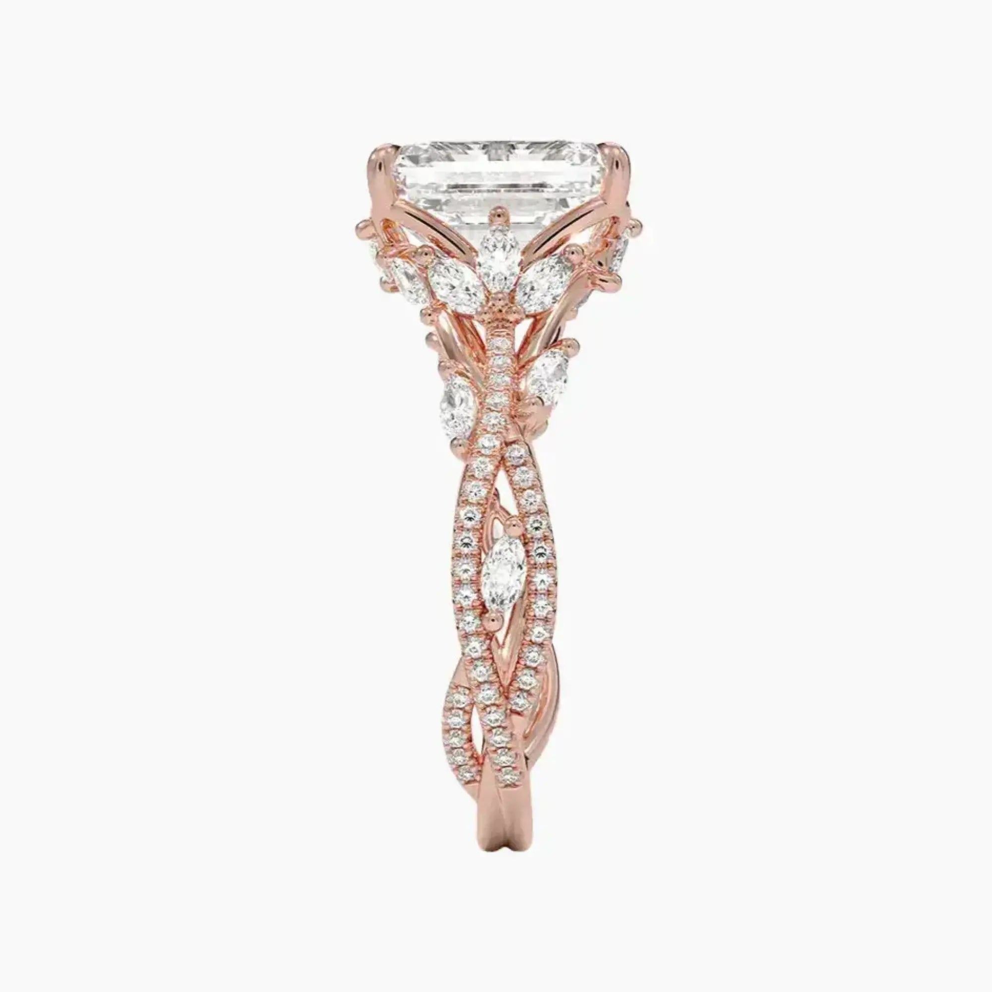 OBSER261 - Melia Adorned Emerald engagement ring setting view 6