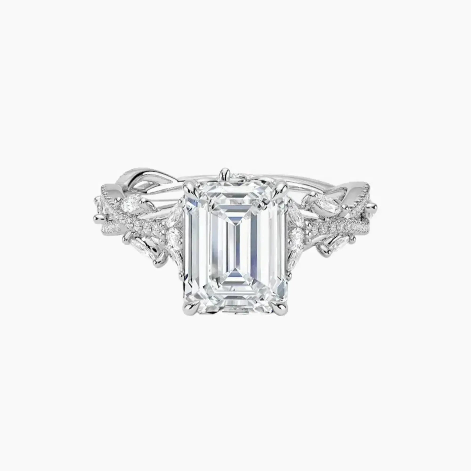 OBSER261 - Melia Adorned Emerald engagement ring setting view 1