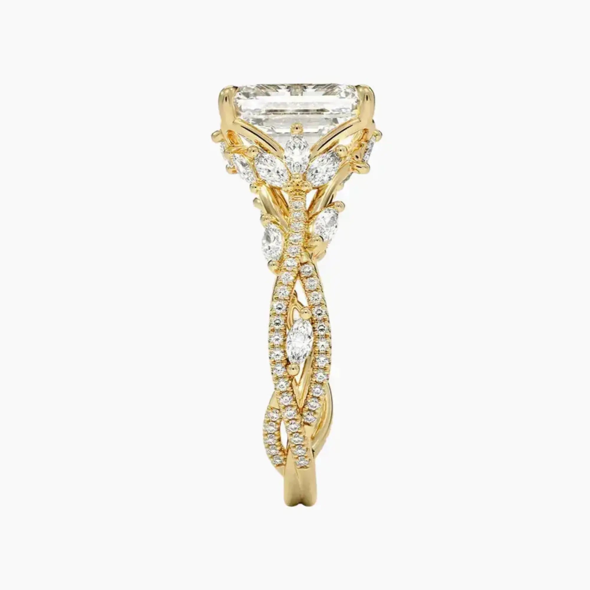 OBSER261 - Melia Adorned Emerald engagement ring setting view 9