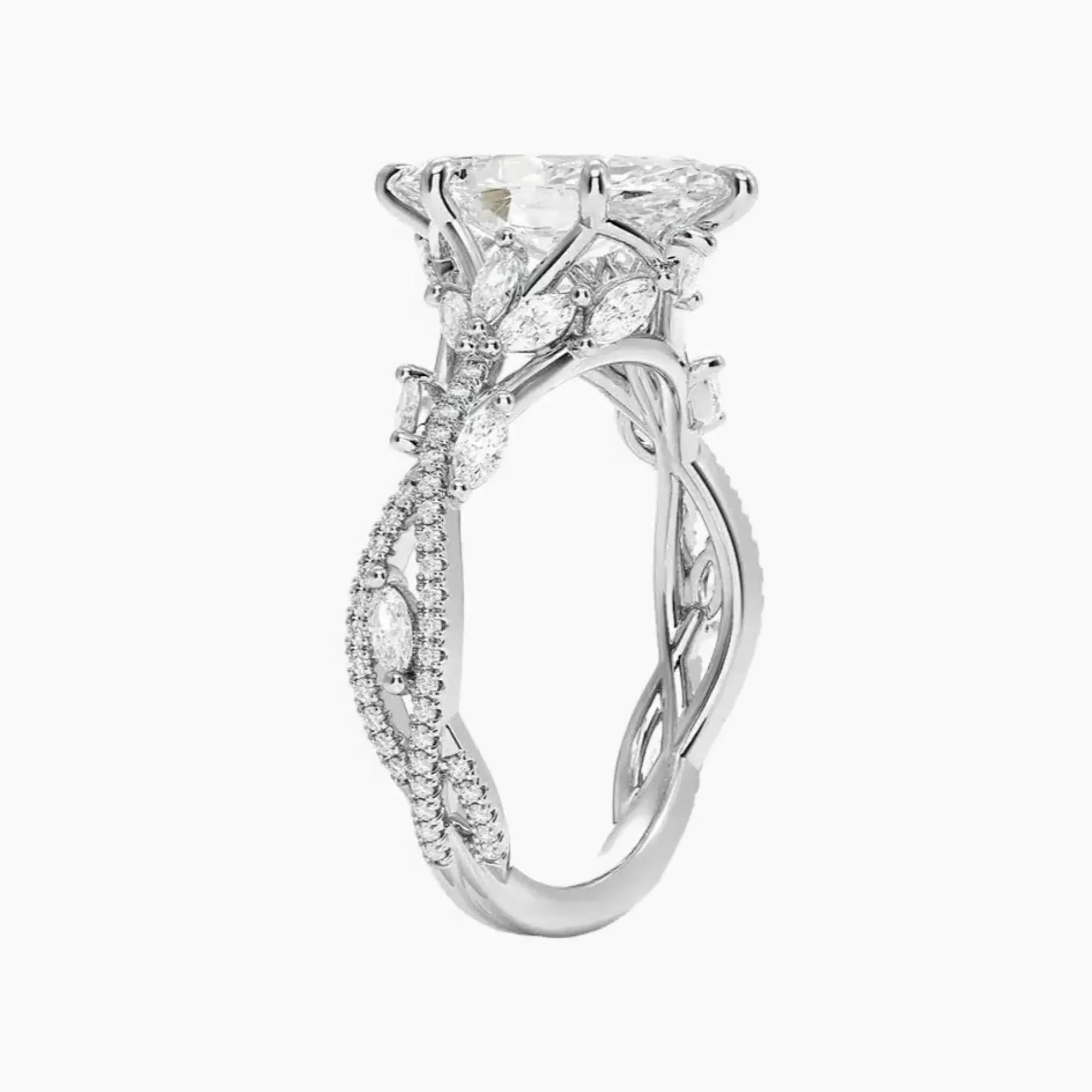 OBSER001 - Melia Adorned Marquise engagement ring setting view 2