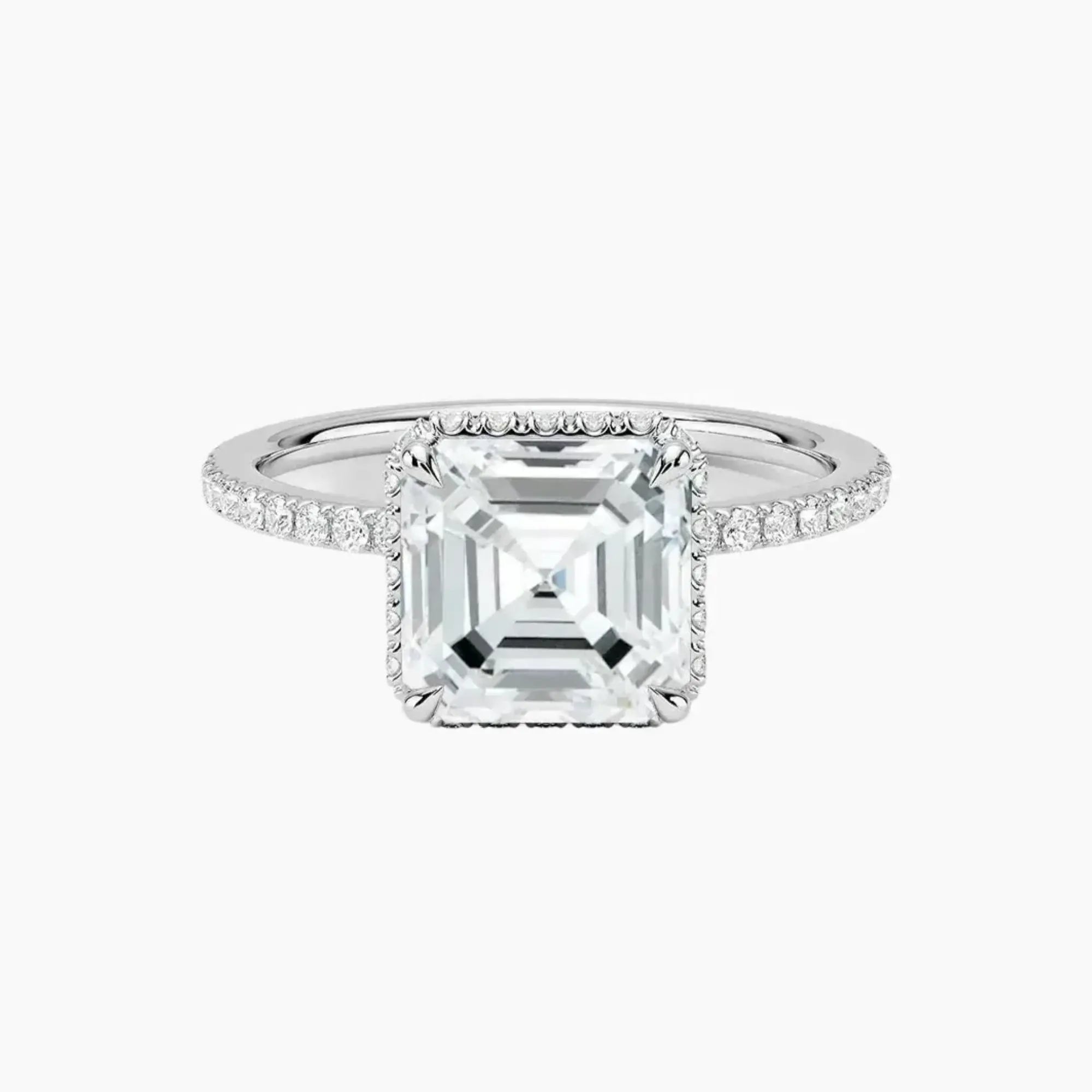 OBSER501 - Mirabel Pave Halo Asscher engagement ring setting view 1