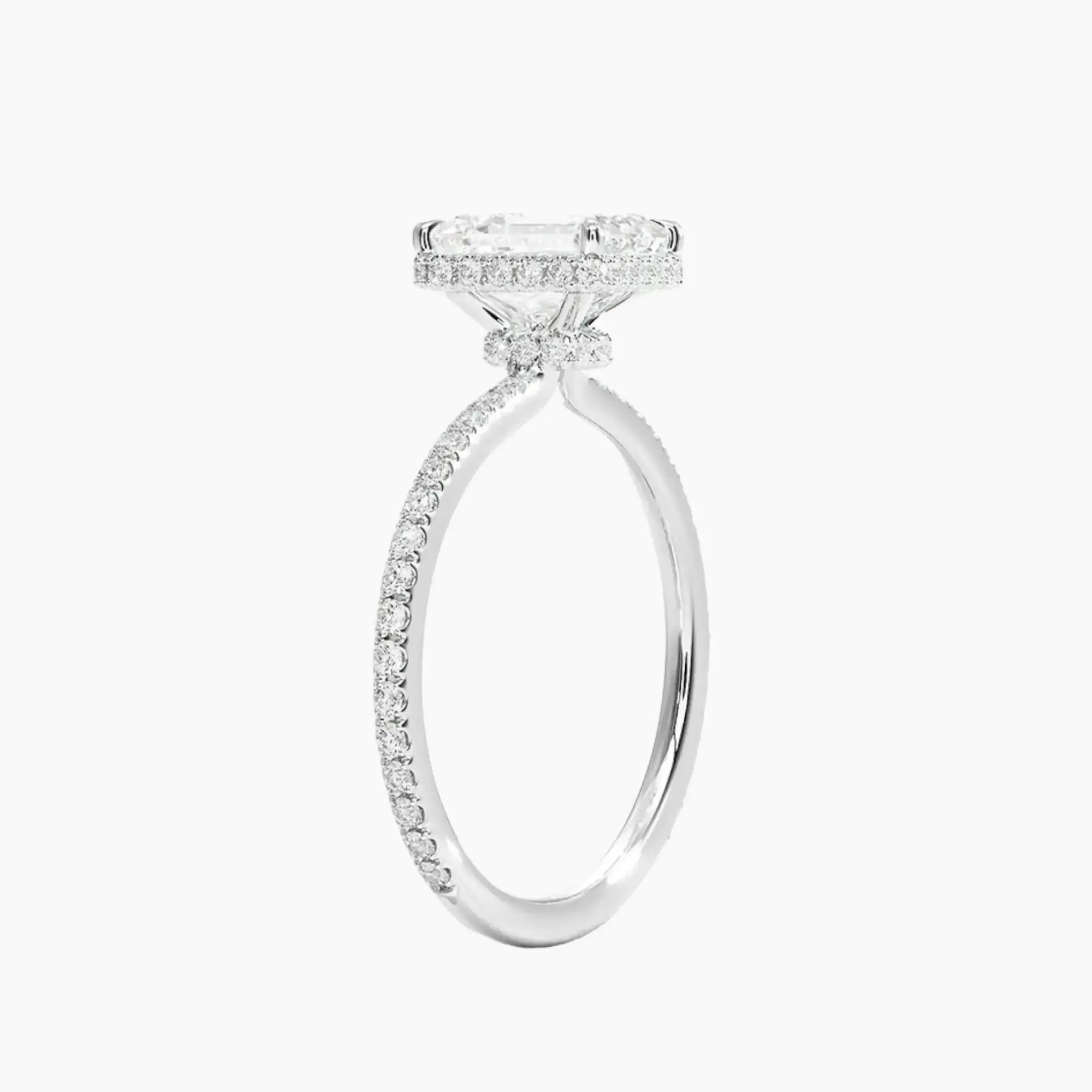OBSER503 - Mirabel Pave Halo Emerald engagement ring setting view 2