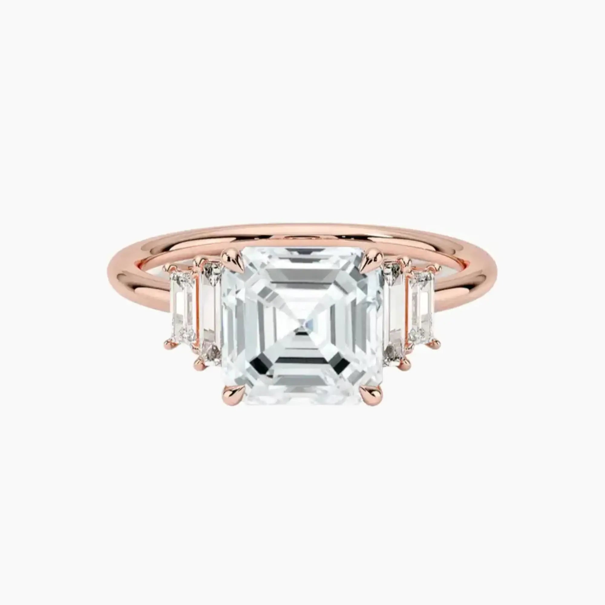OBSER319 - Nerine Five Stone Asscher engagement ring setting view 4