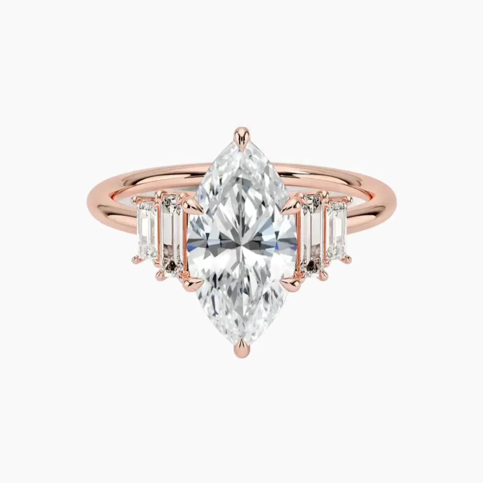 OBSER320 - Nerine Five Stone Marquise engagement ring setting view 4