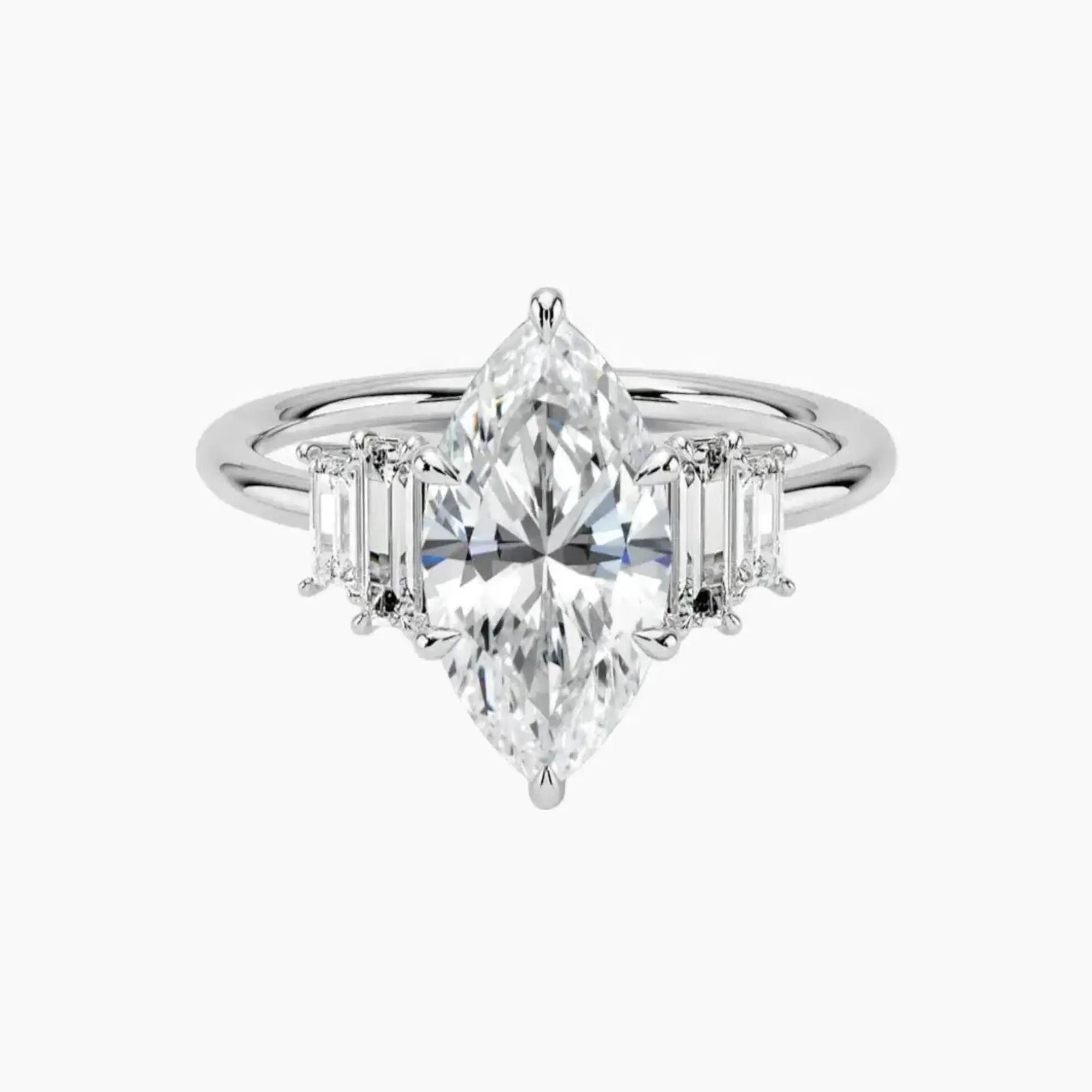OBSER320 - Nerine Five Stone Marquise engagement ring setting view 1