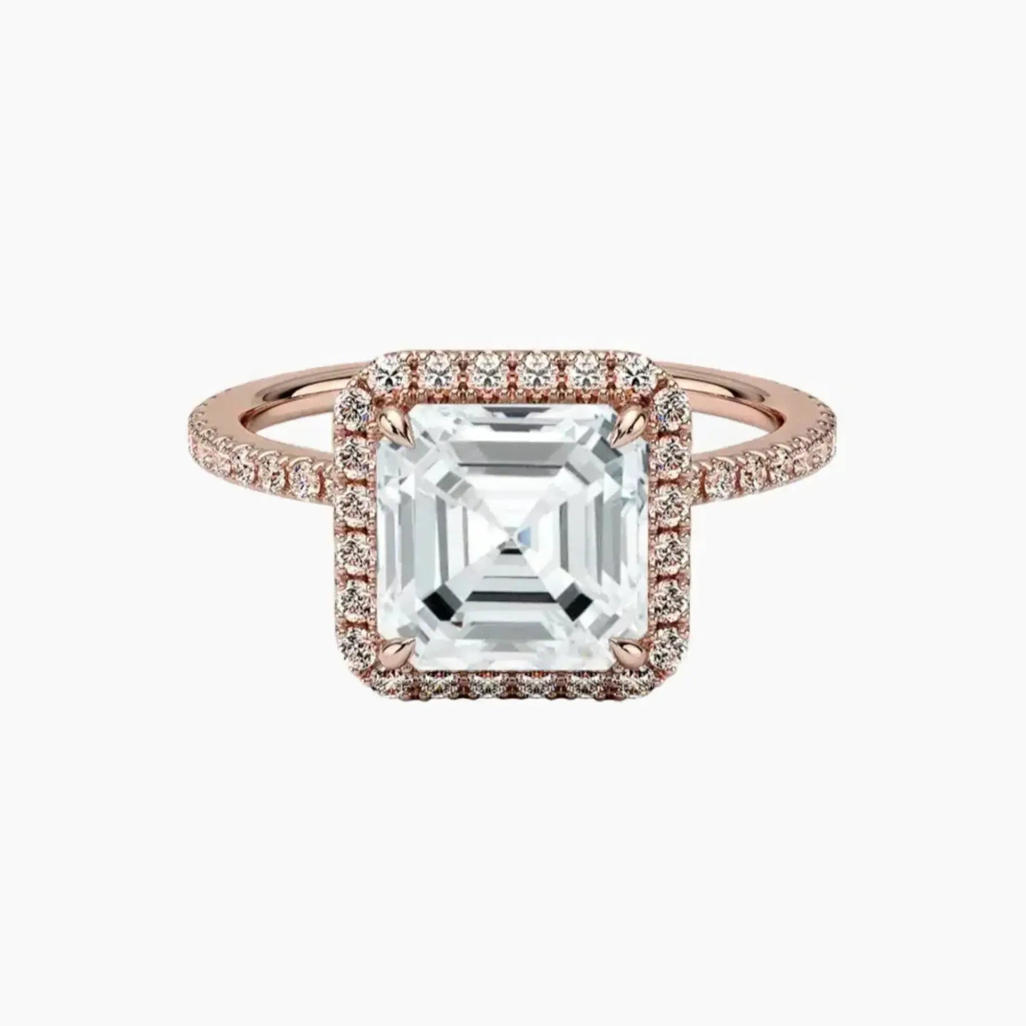 OBSER528 - Cassiopeia Pave Halo Asscher engagement ring setting view 4