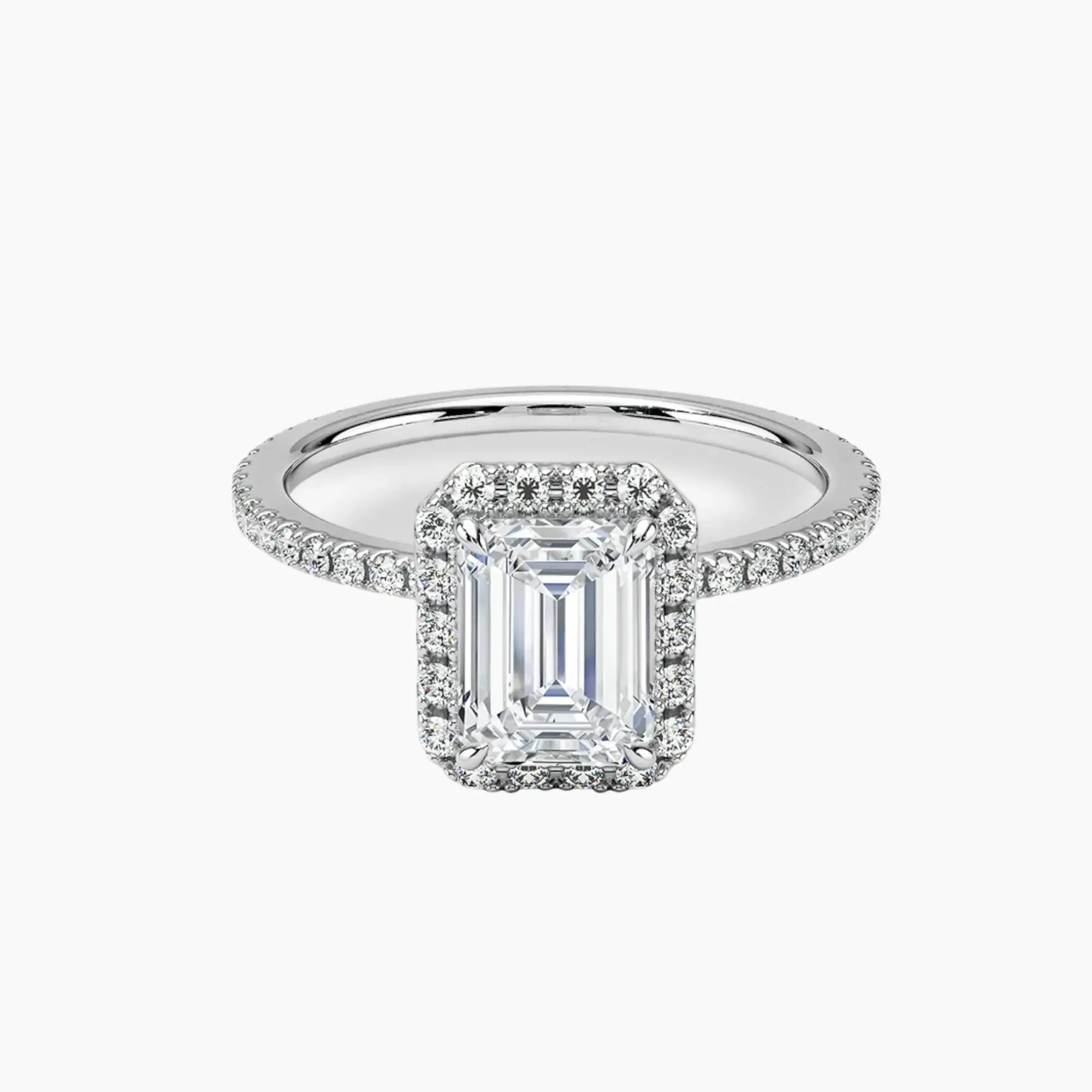 OBSER530 - Cassiopeia Pave Halo Emerald engagement ring setting view 1